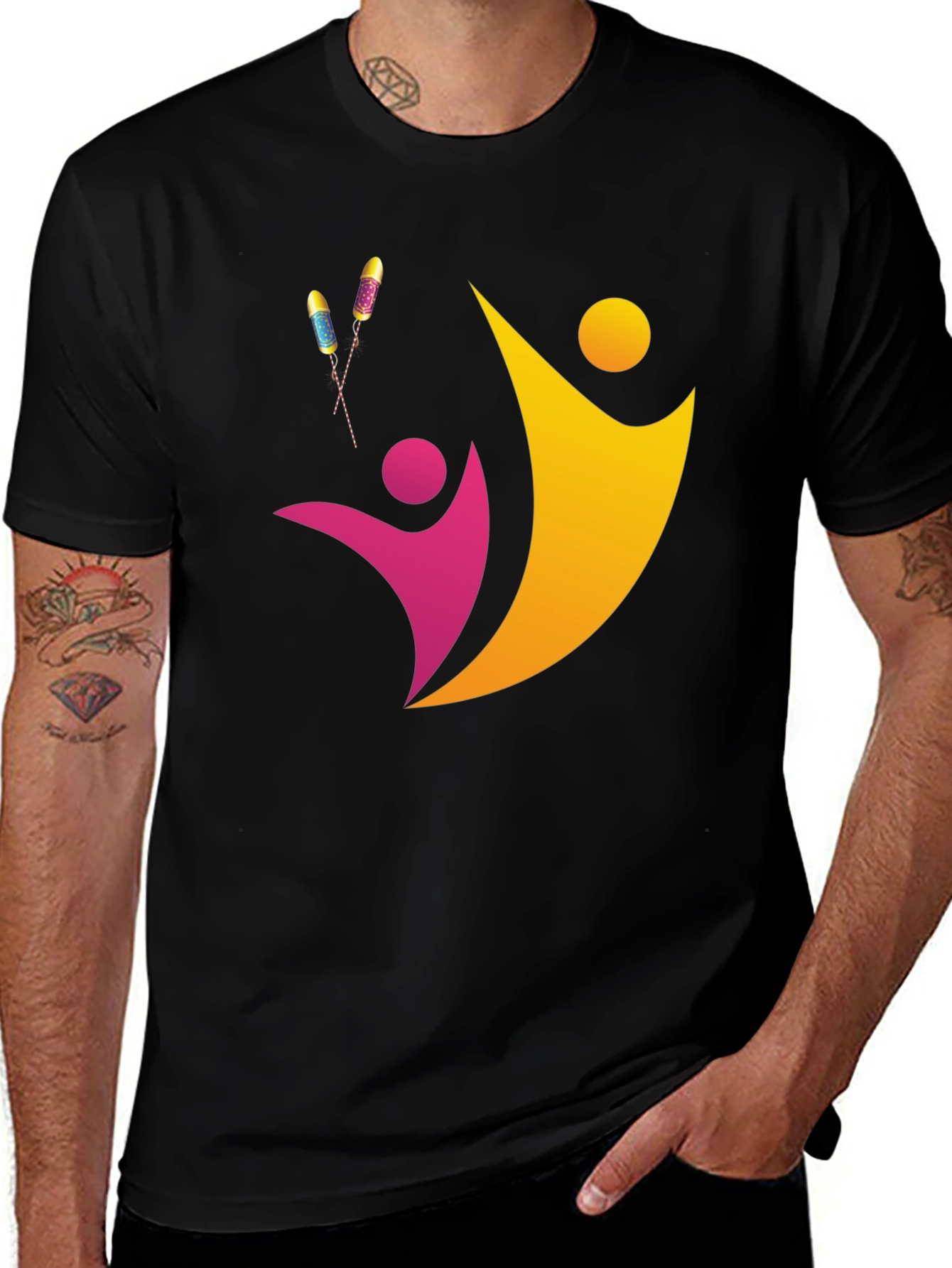 Black Abstract People Design Black Tee main image