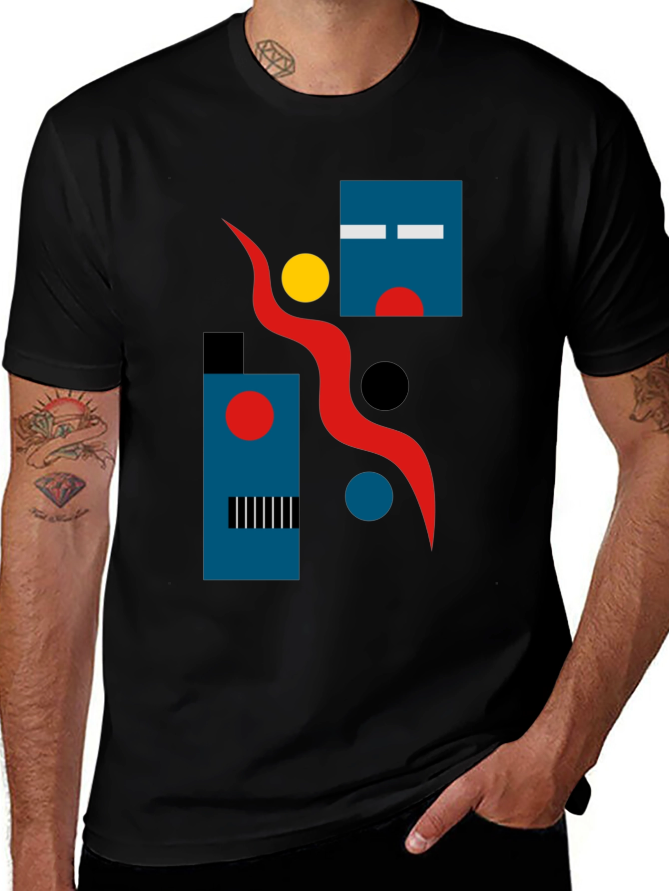 Variant 2 of Abstract Geometric Design Black T-Shirt