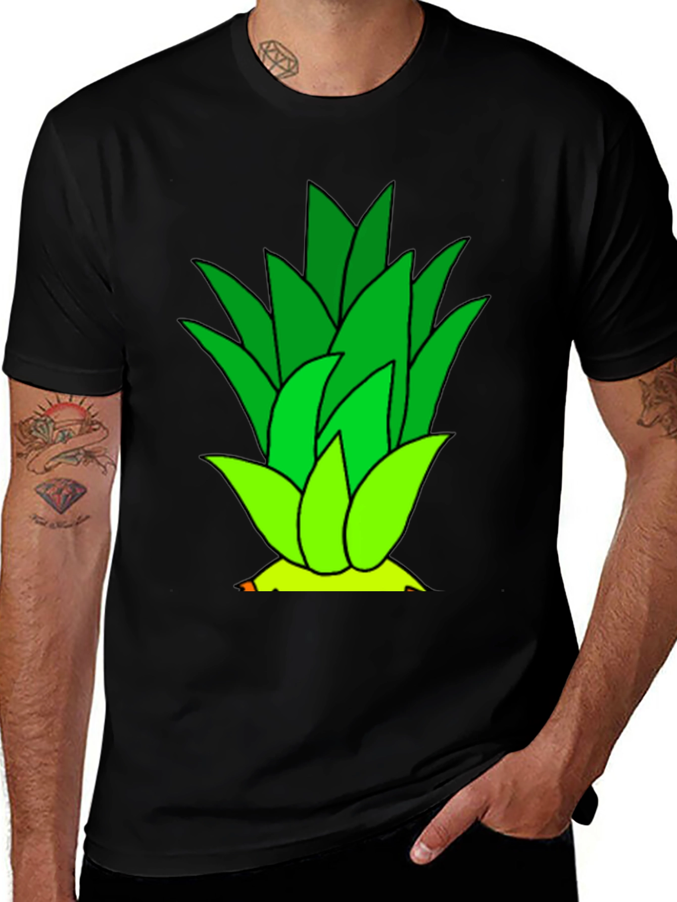 Variant 10 of Pineapple Top Graphic Black T-Shirt