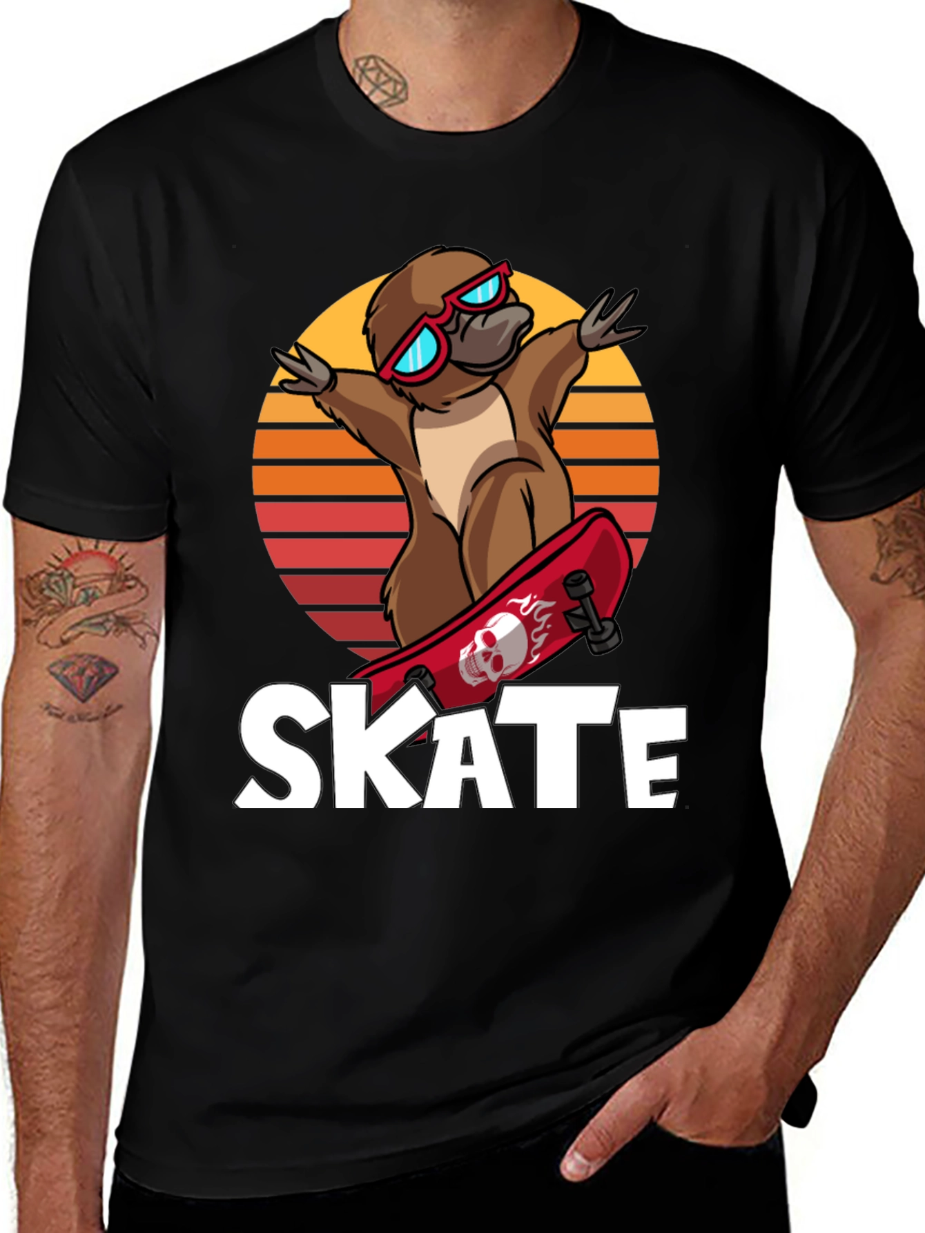 Variant 6 of Skateboarding Platypus T-Shirt - Cool Graphic Tee