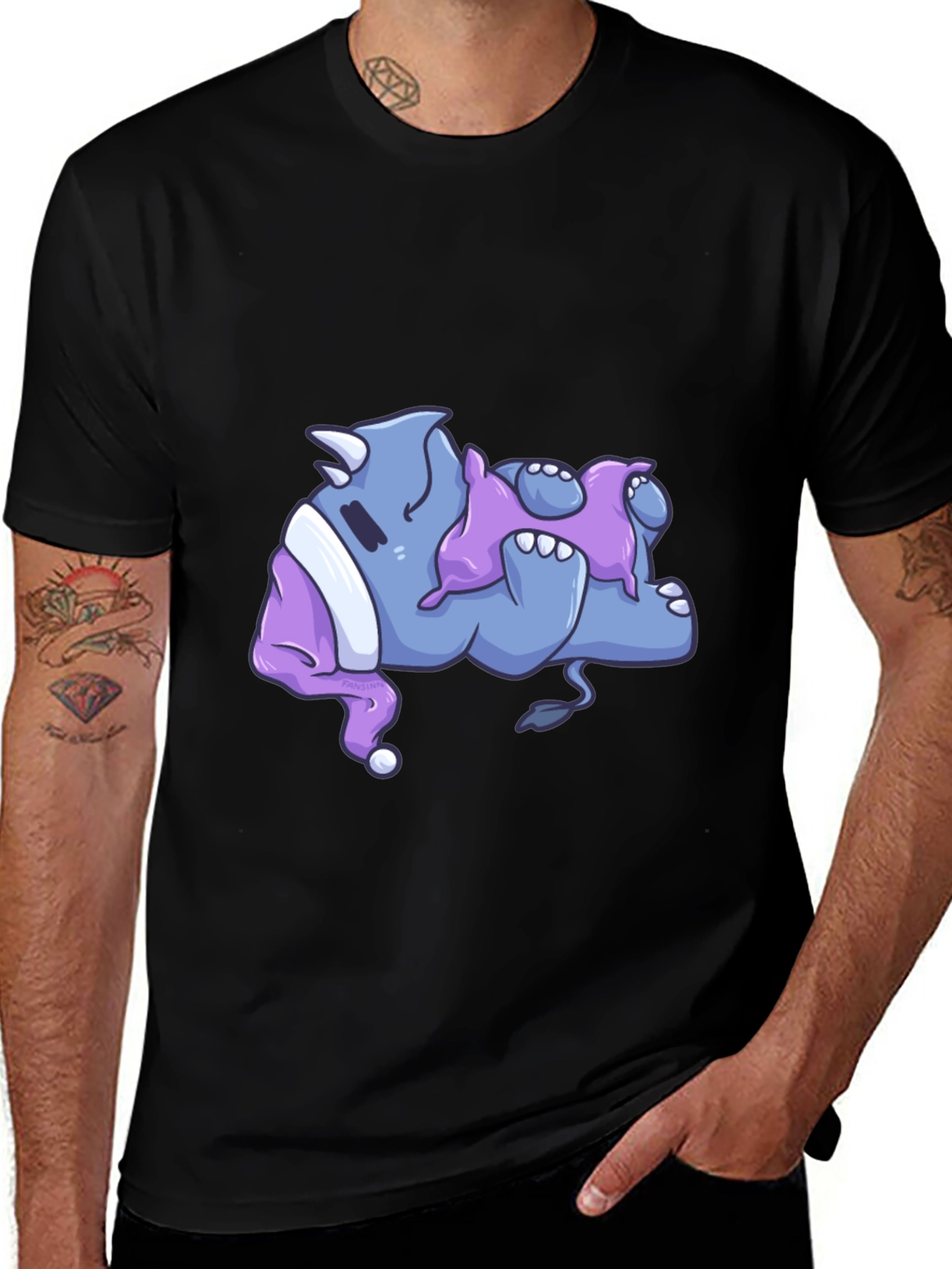 Variant 17 of Rhino Sleeping in Pajamas Graphic T-Shirt