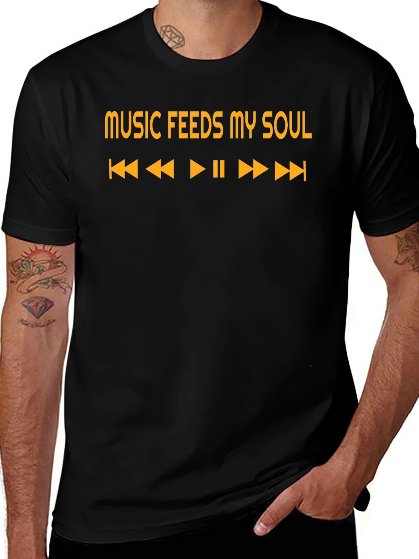 Variant 21 of Music Feeds My Soul Graphic Tee - Stylish Black T-Shirt