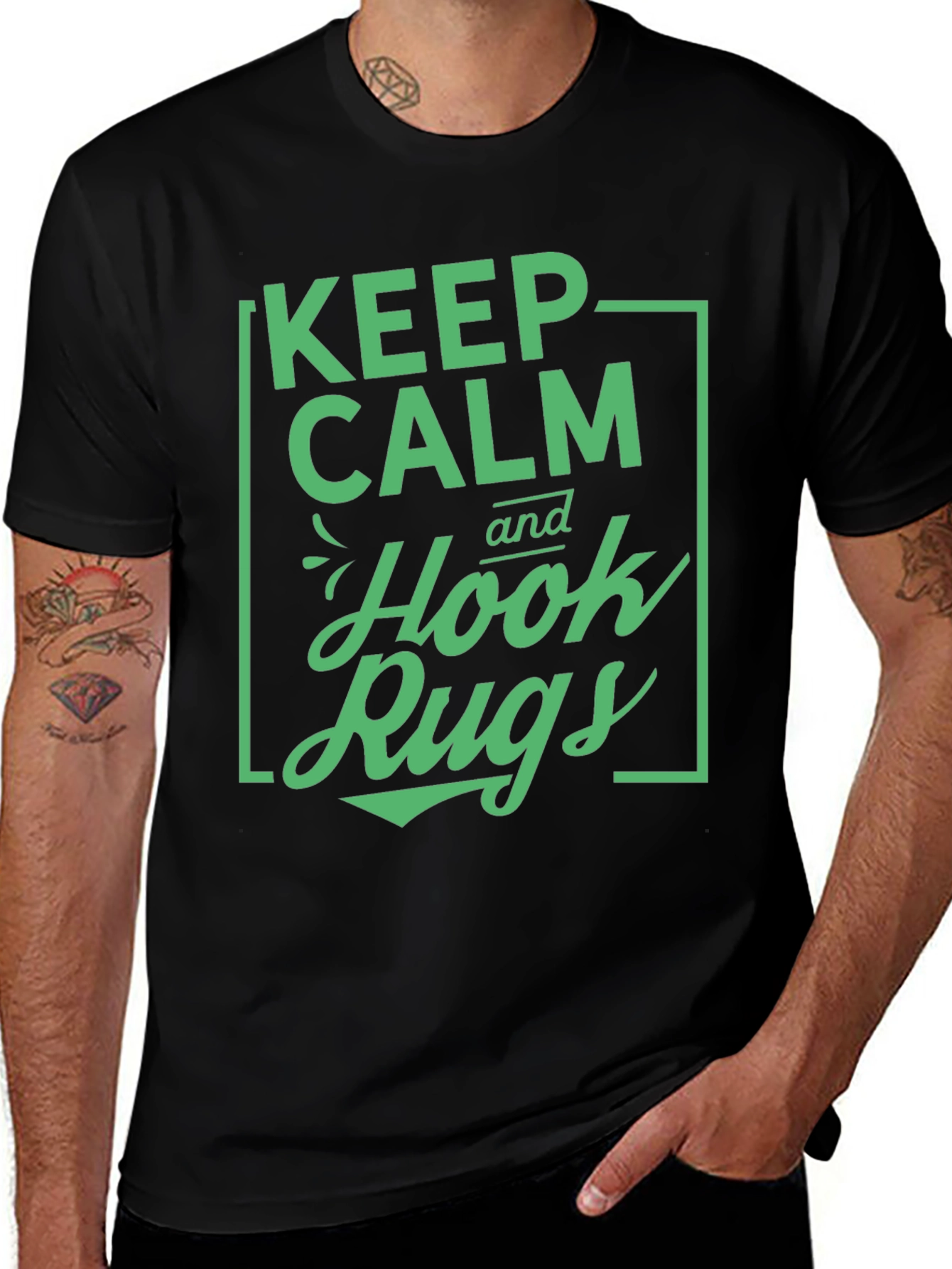 Variant 26 of Keep Calm Hook Rugs Black Graphic Tee