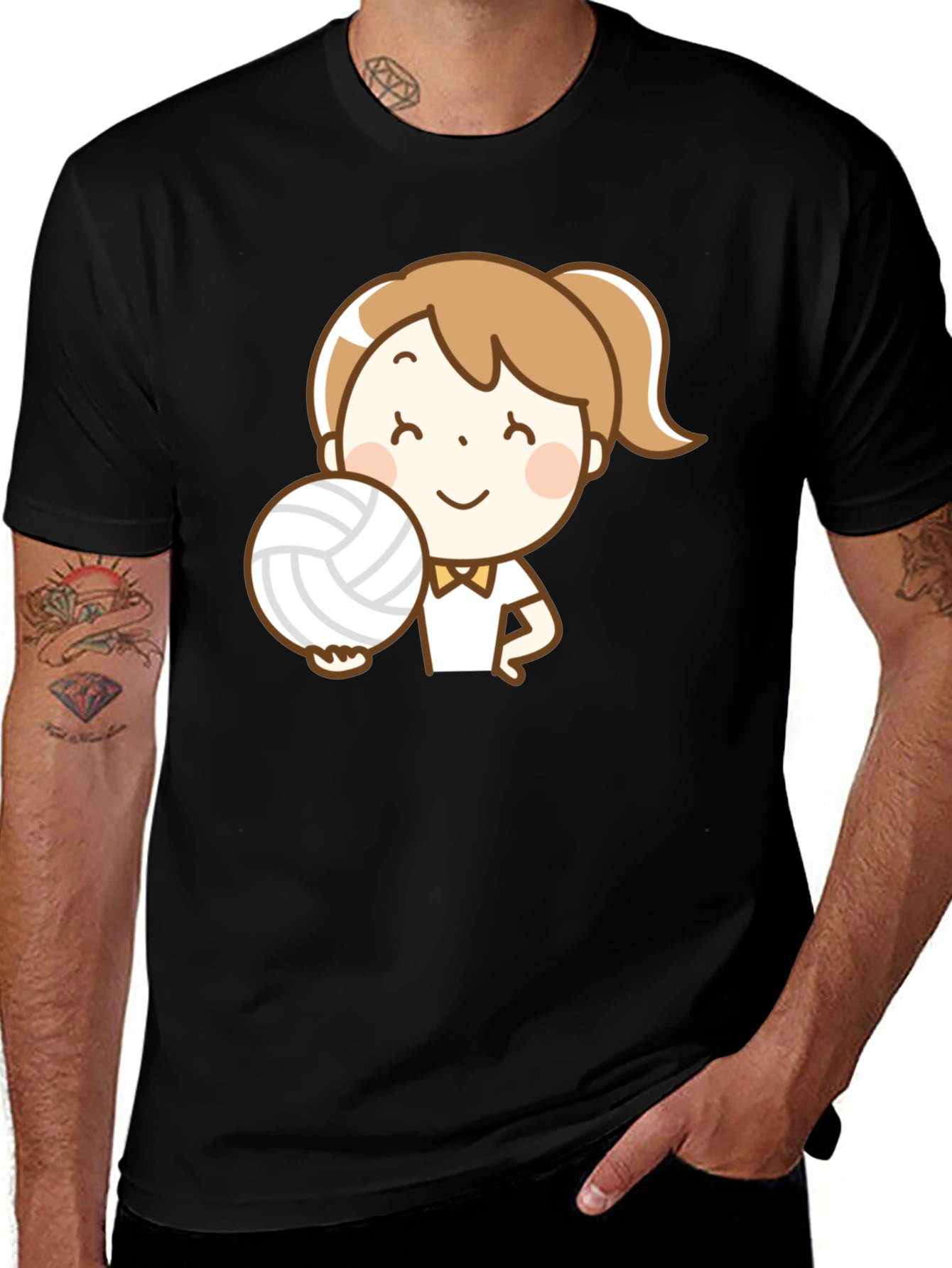Volleyball Girl Cartoon Graphic T-Shirt