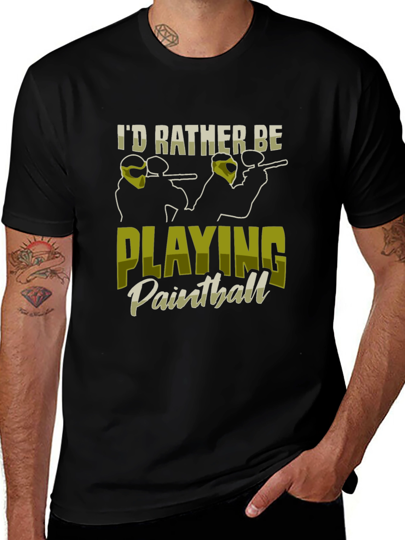 Variant 13 of I'd Rather Be Playing Paintball Black T-Shirt