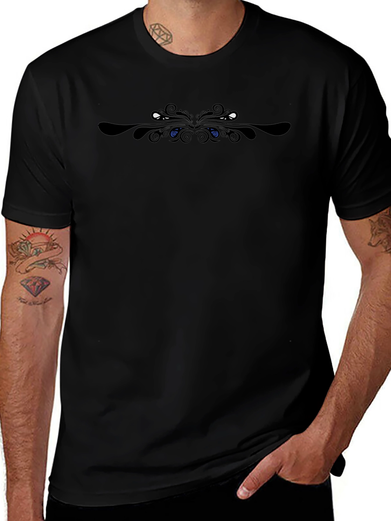 Modern Ornate Design Black T-Shirt