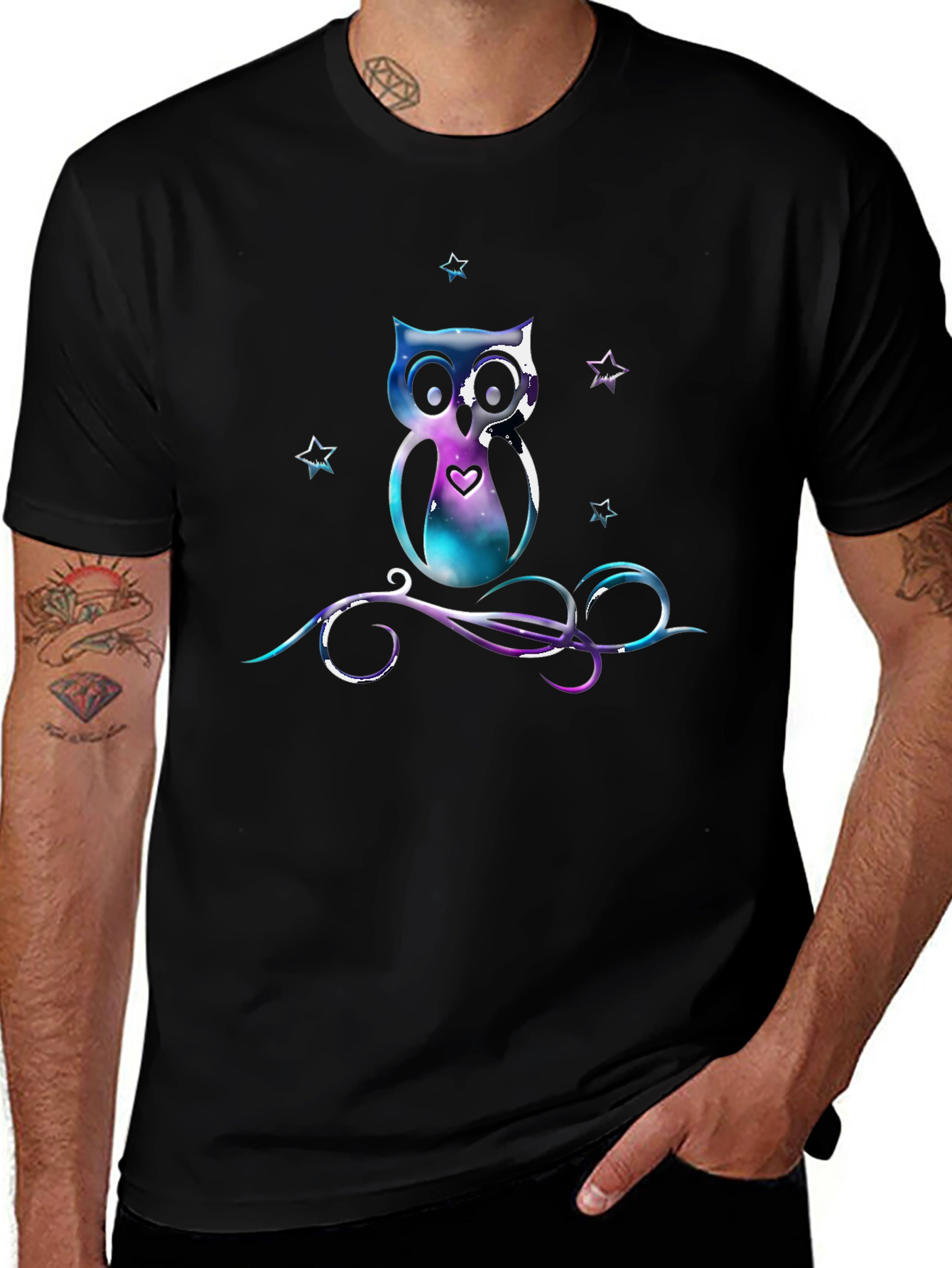 Variant 11 of Galaxy Owl Graphic Tee - Unique Space Design