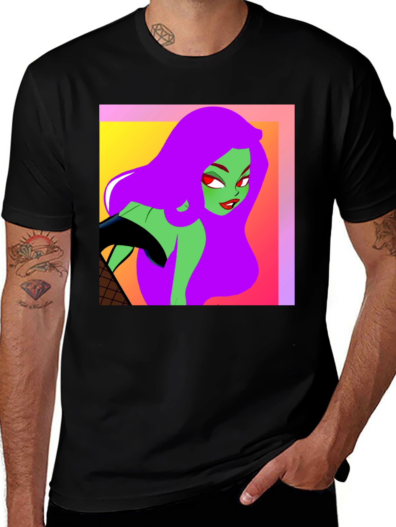Variant 6 of Cartoon Green Skin Girl T-Shirt
