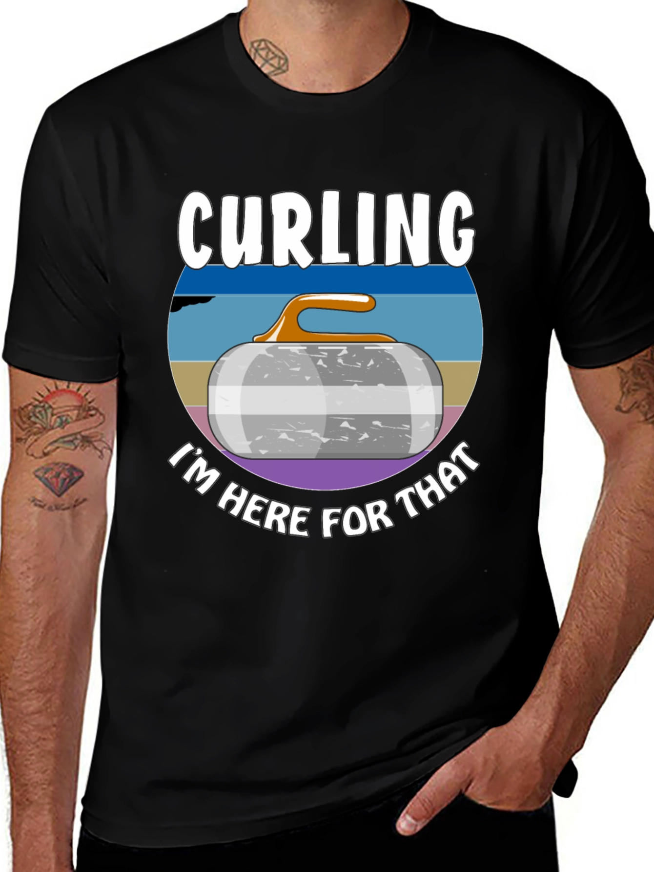 Variant 25 of Curling T-Shirt - I'm Here For That! Funny Sport Tee