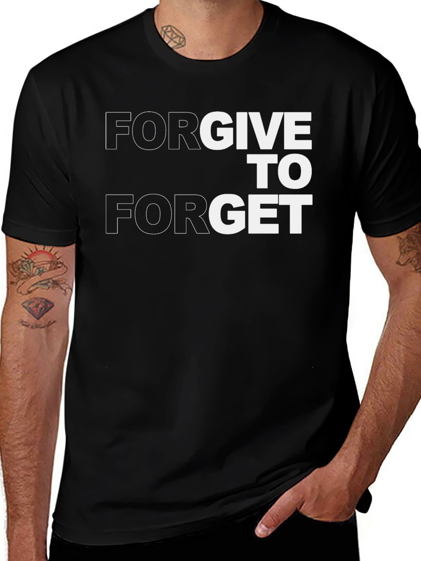 Variant 13 of Forgive to Forget Graphic Tee - Trendy Men's Black T-Shirt