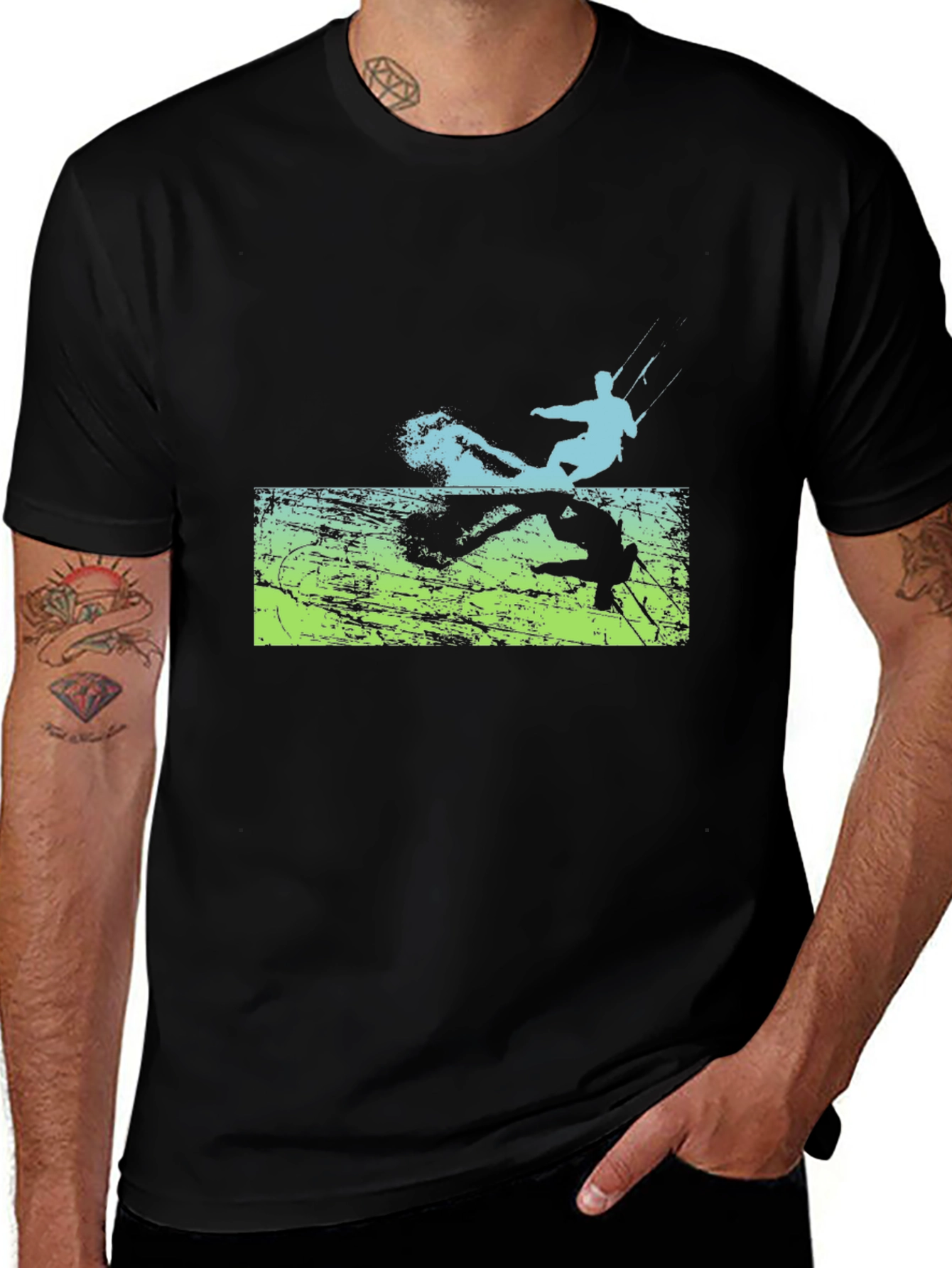 Variant 13 of Kite Surfer Graphic Black T-Shirt