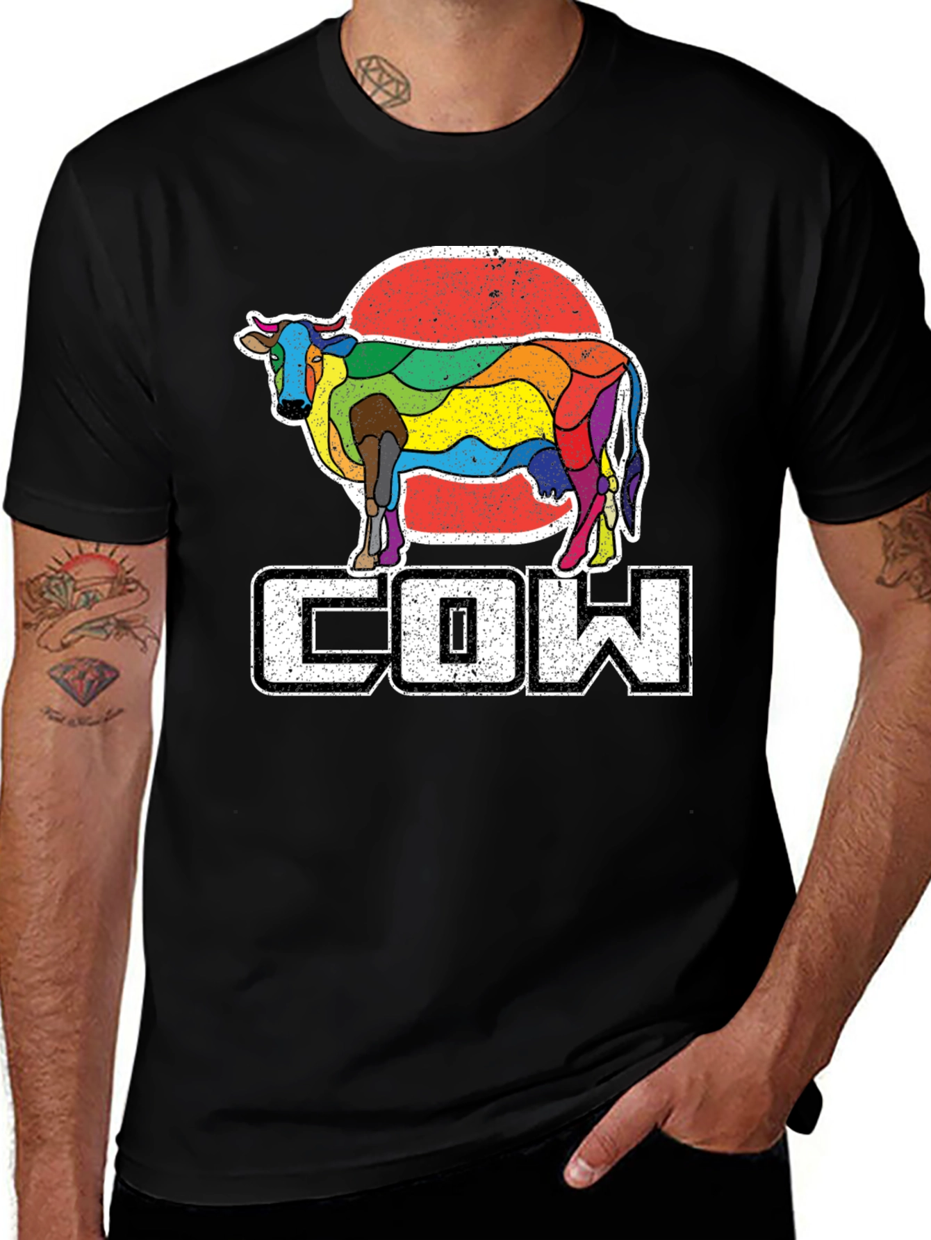 Variant 7 of Retro Cow T-Shirt - Colorful Graphic Tee
