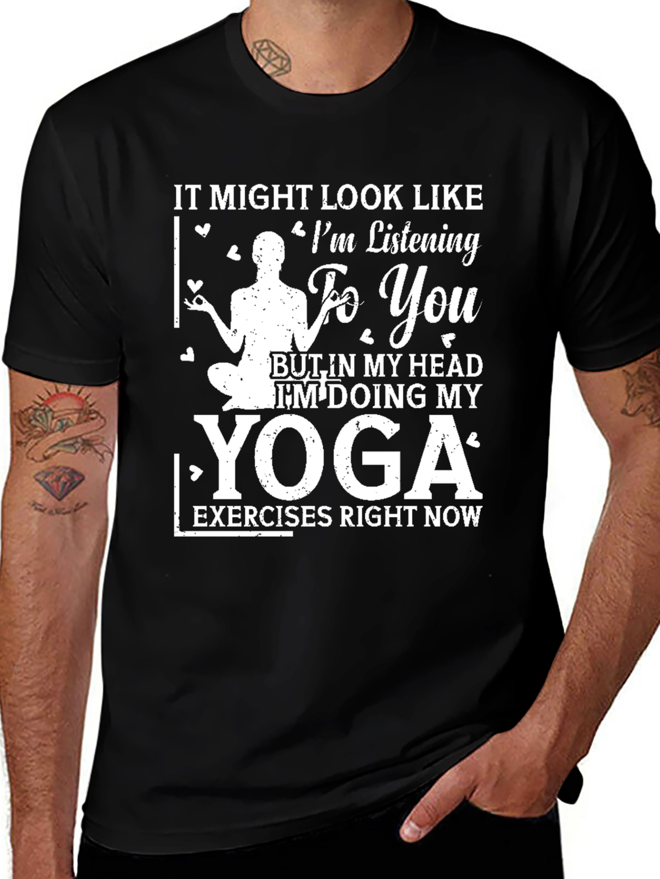 Variant 11 of Yoga Meditation T-Shirt - Listening To You Design