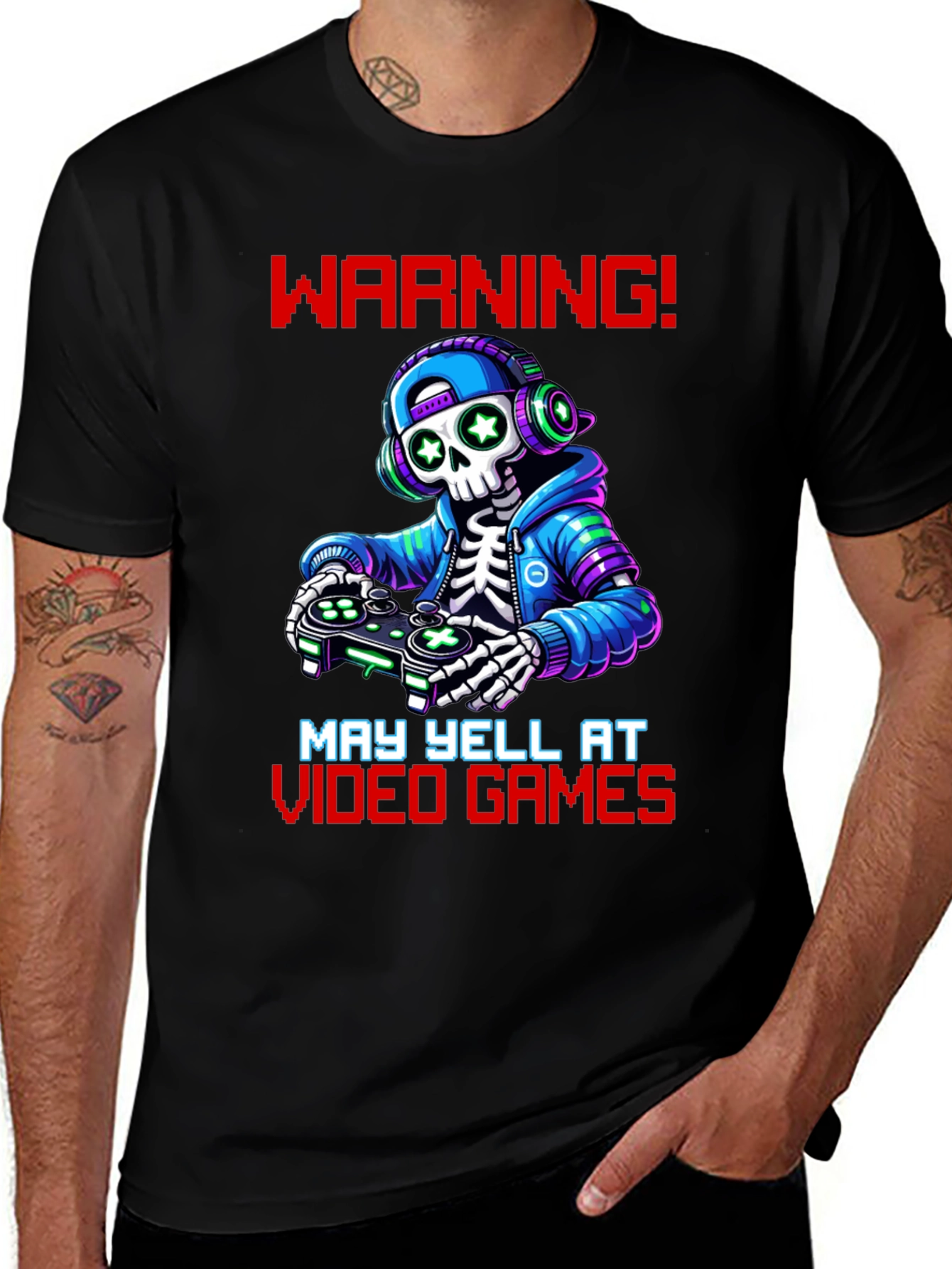 Variant 4 of Gamer Skeleton T-Shirt - Warning May Yell!