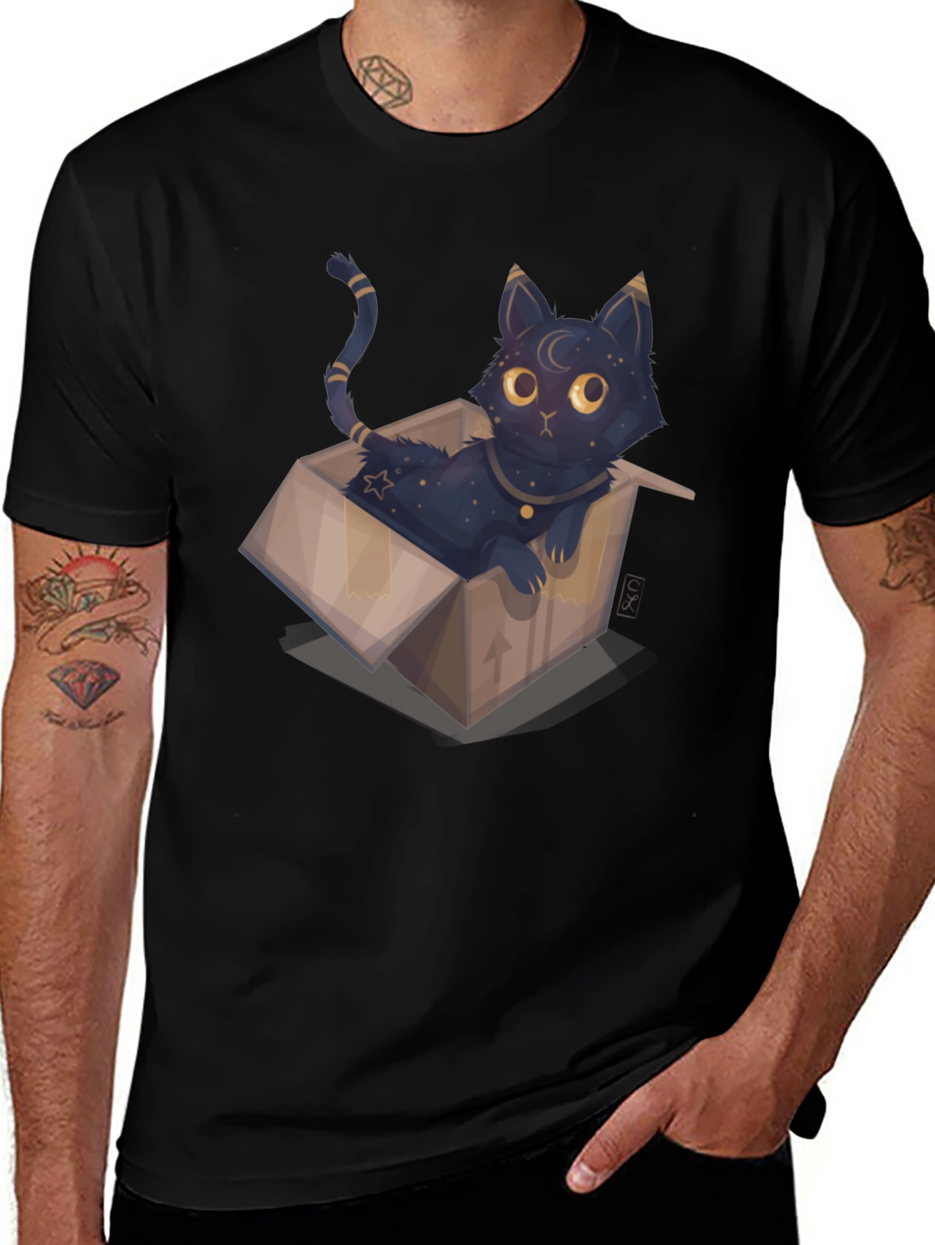 Variant 7 of Cosmic Cat in Box Tee