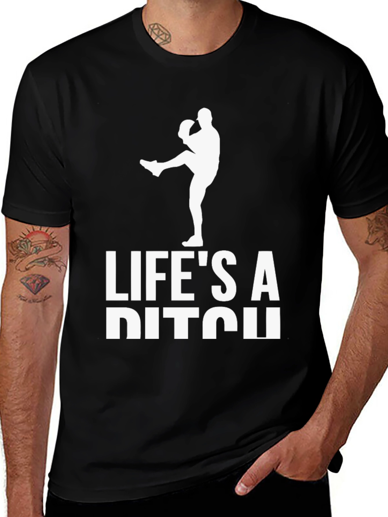 Variant 5 of Life's A Pitch Funny Baseball T-Shirt