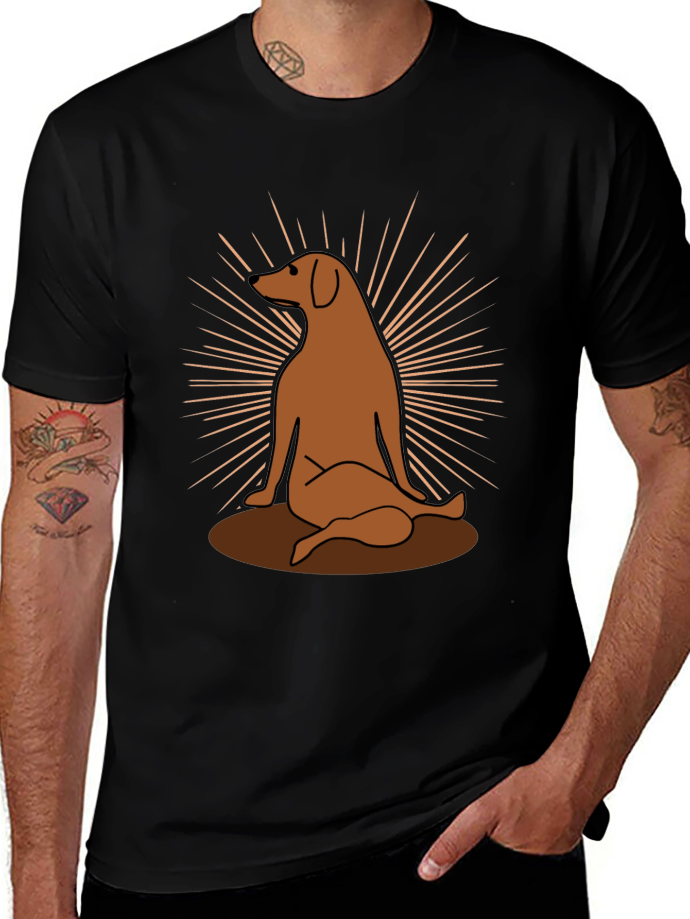 Variant 13 of Dog Sunburst Graphic Print Black T-Shirt