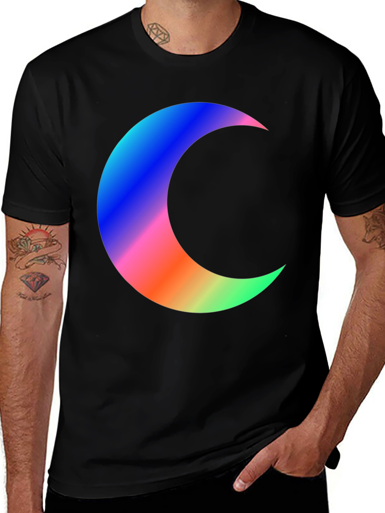 Variant 24 of Crescent Moon Graphic Tee - Black Cotton T-Shirt