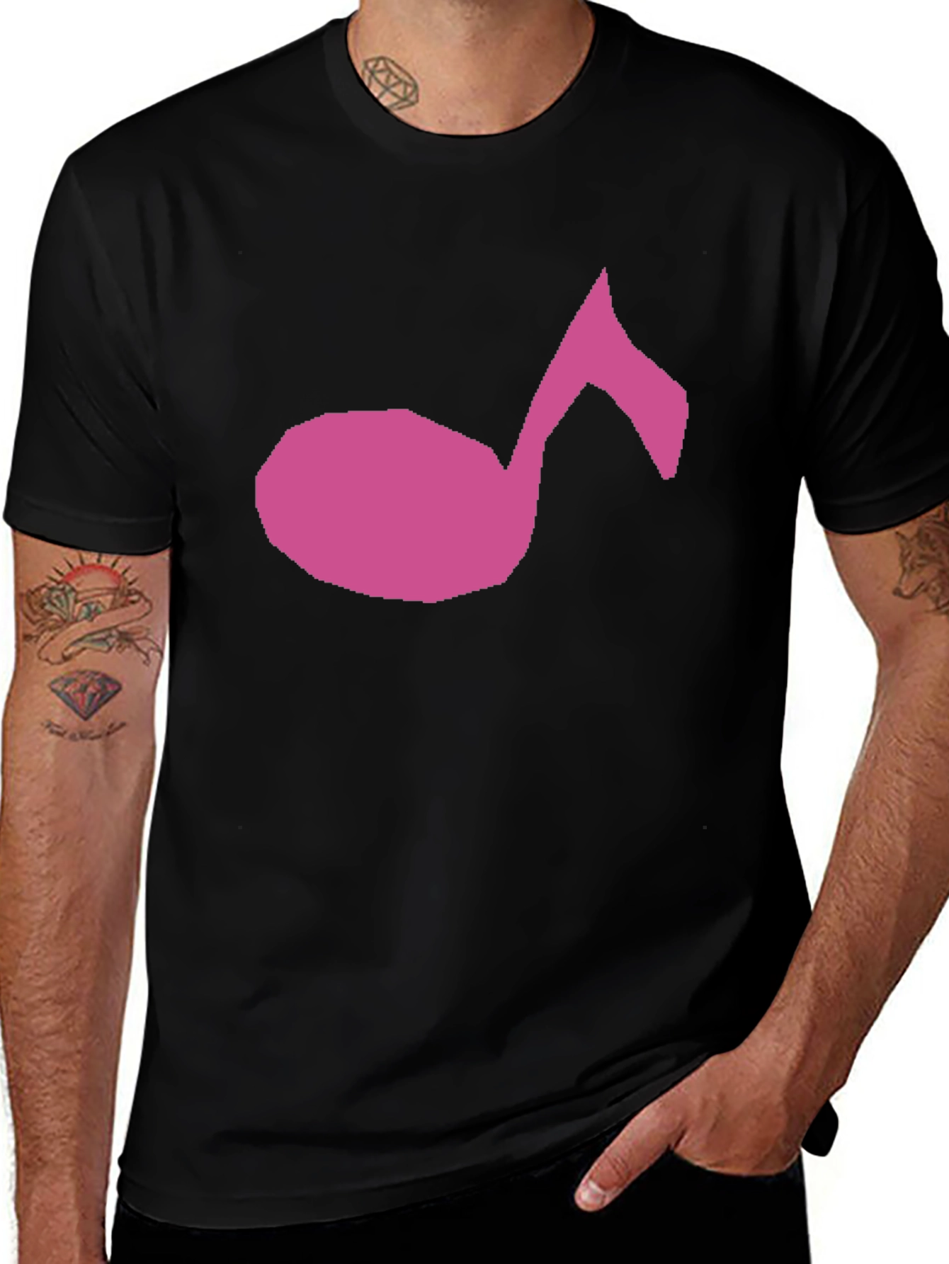 Variant 22 of Music Note Graphic Tee - Black Cotton T-Shirt