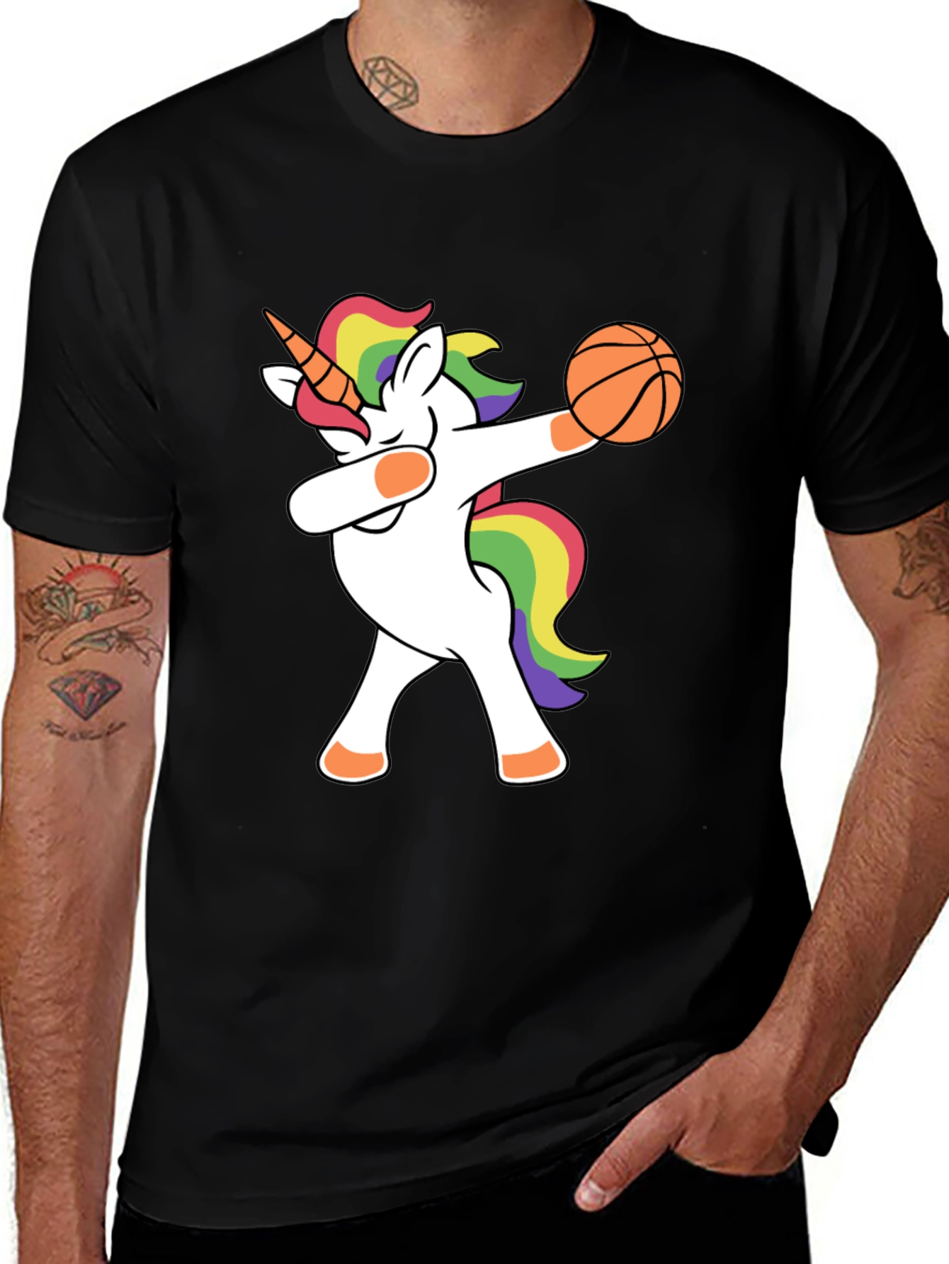 Variant 6 of Unicorn Dabbing with Basketball Graphic Tee