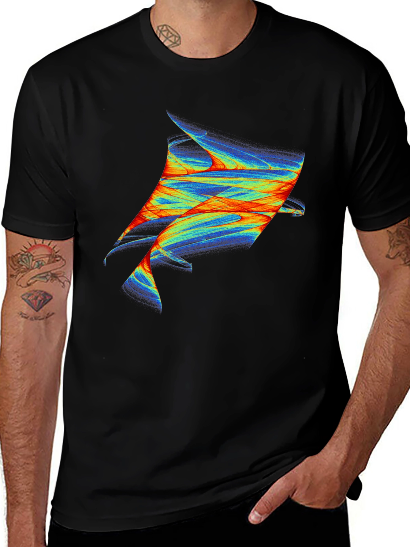 Variant 14 of Abstract Fish Graphic Black T-Shirt