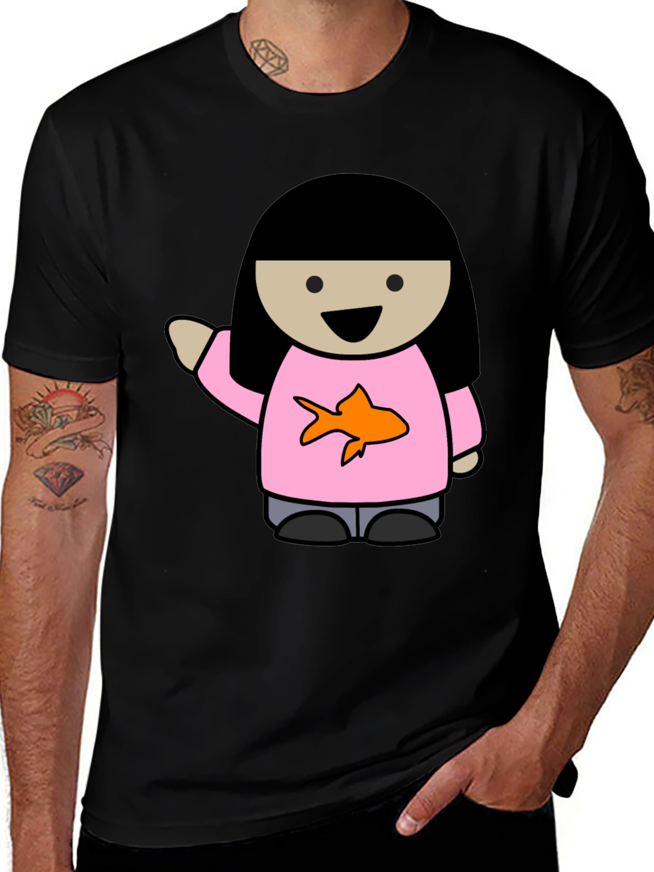 Variant 21 of Cartoon Girl with Goldfish Tee