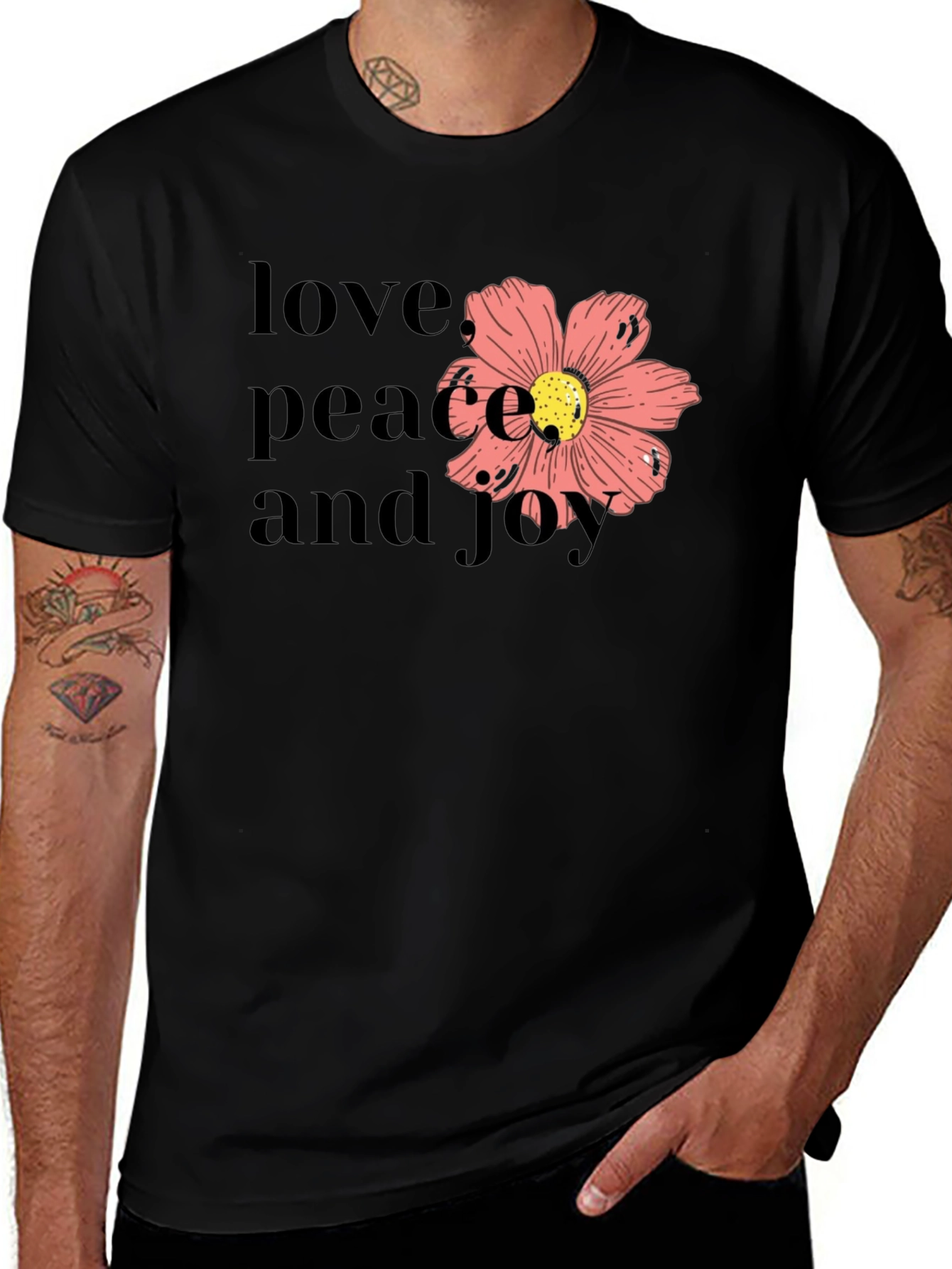 Black Love Peace Joy Black Graphic Tee main image