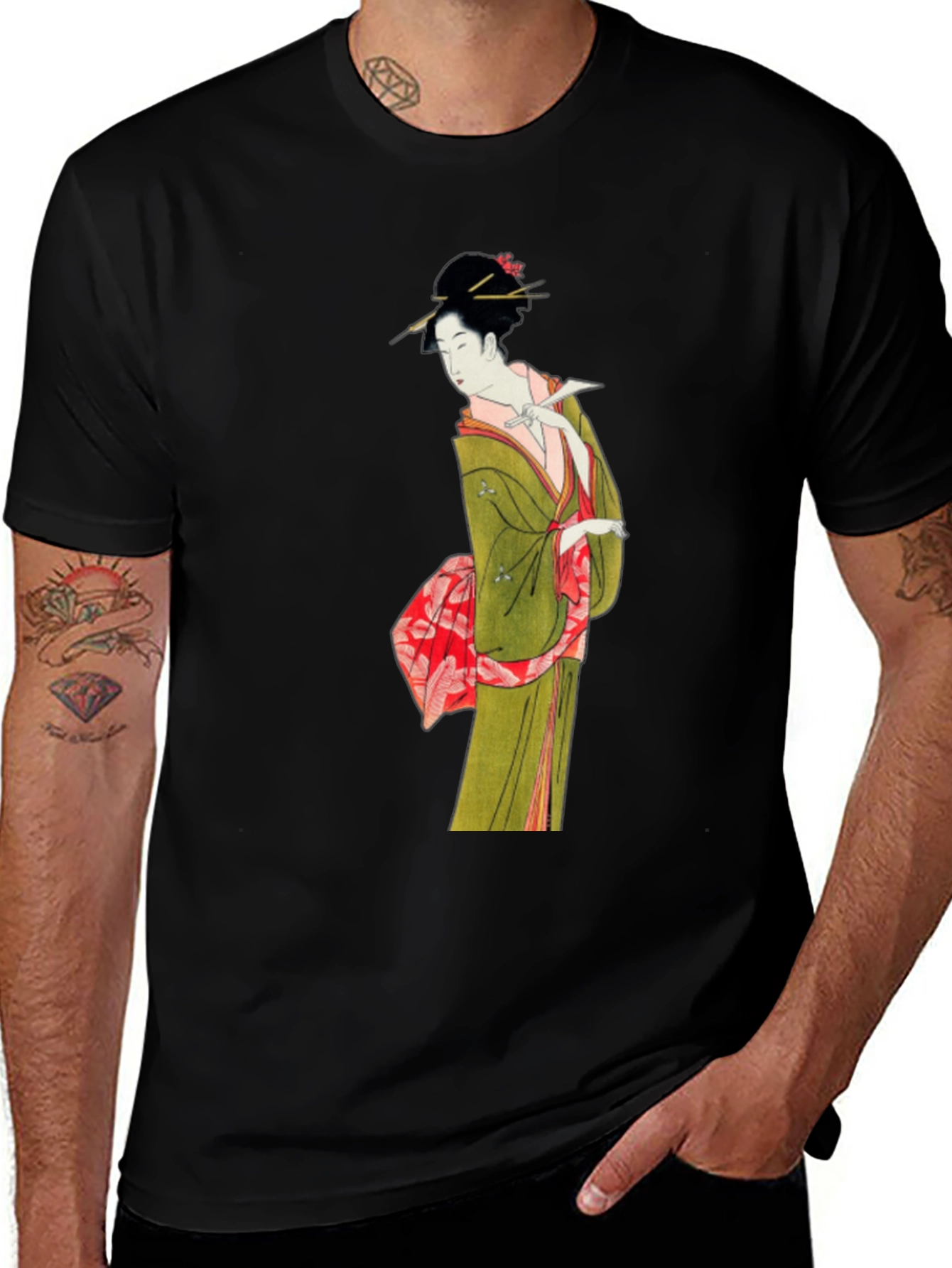 Variant 12 of Japanese Geisha Art T-Shirt - Unique Ukiyo-e Design