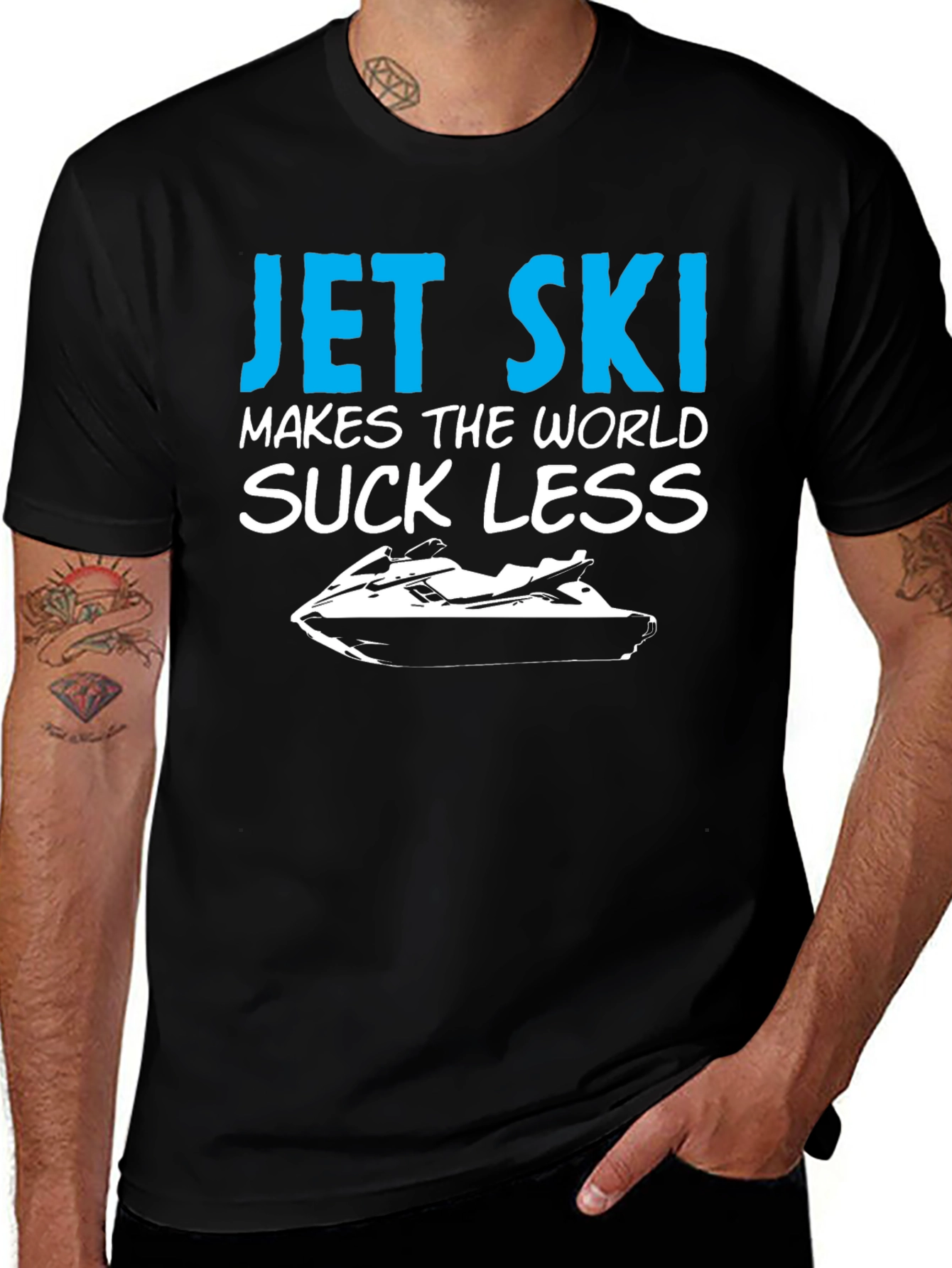 Jet Ski Makes the World Suck Less Black T-Shirt