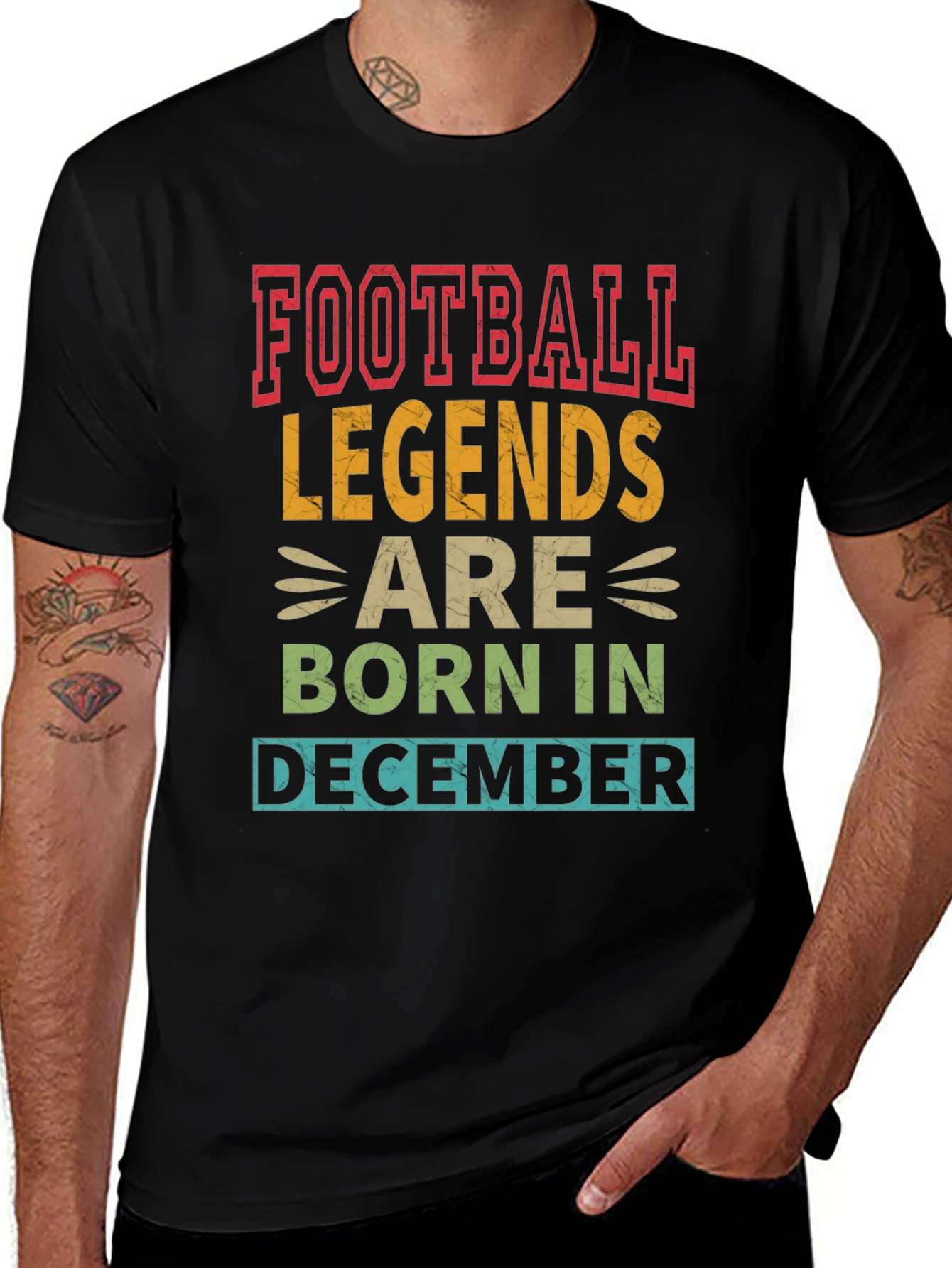 Variant 19 of Football Legends Born in December Black T-Shirt