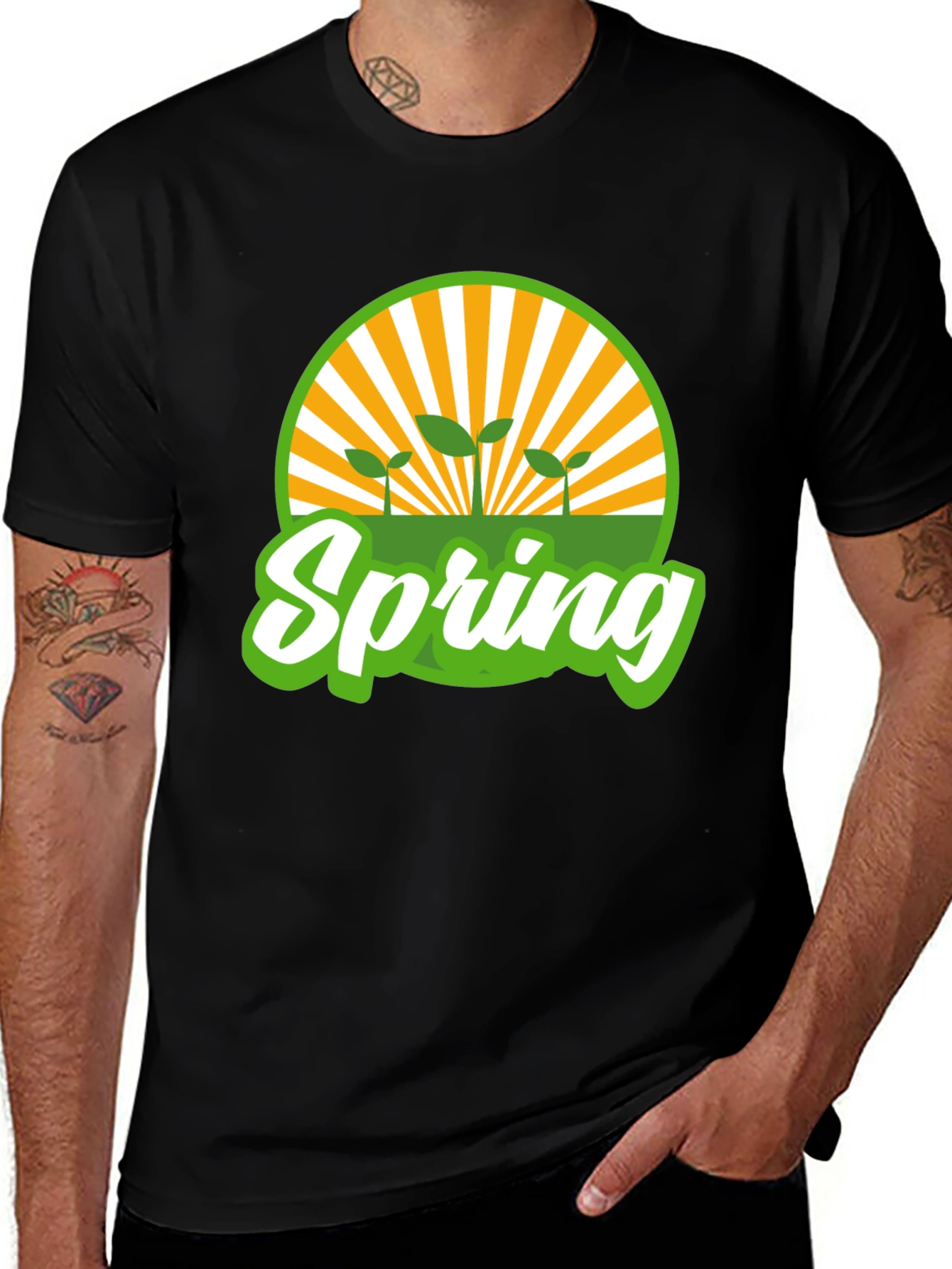 Variant 8 of Spring Graphic Tee - Green & Yellow Design