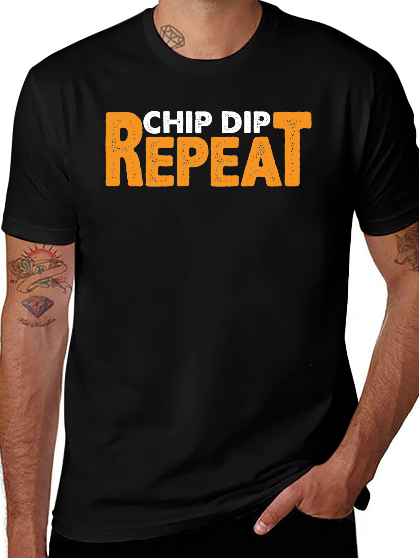Variant 8 of Chip Dip Repeat Black Graphic Tee