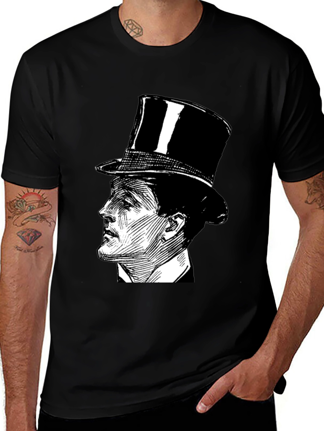 Variant 17 of Top Hat Gentleman Graphic Tee - Black