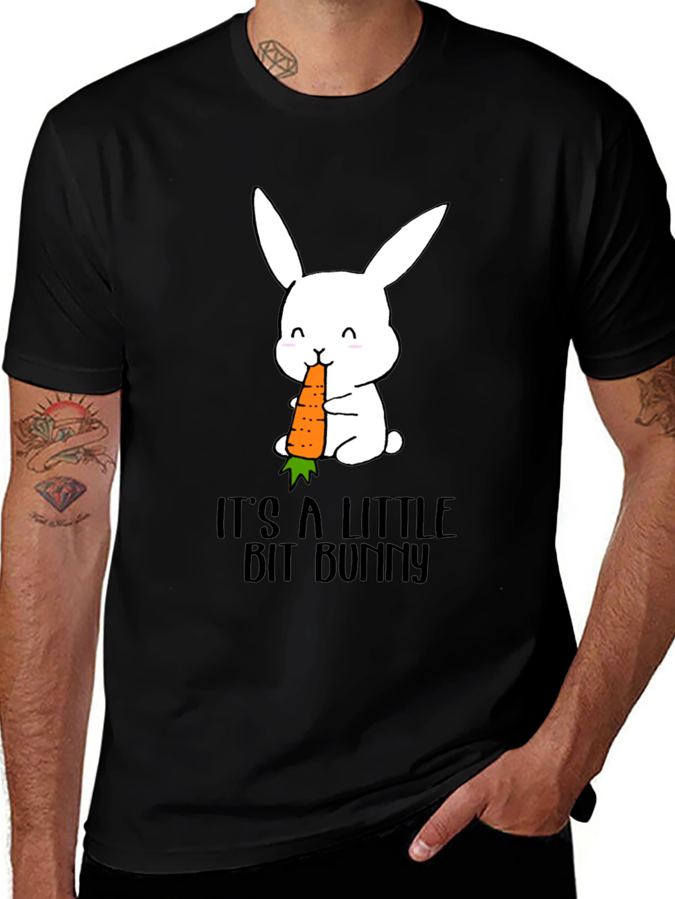 Black It's A Little Bit Bunny T-Shirt main image