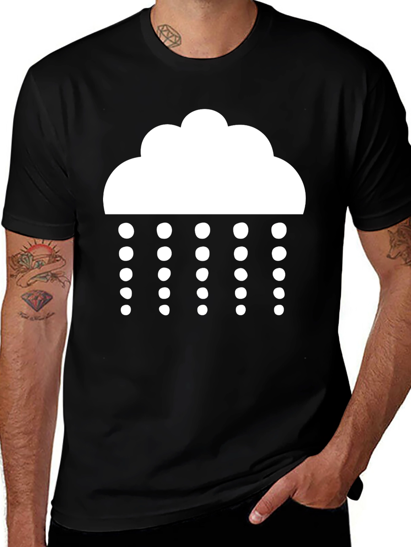 Variant 19 of Rainy Day Black T-Shirt - Weather Icon Tee