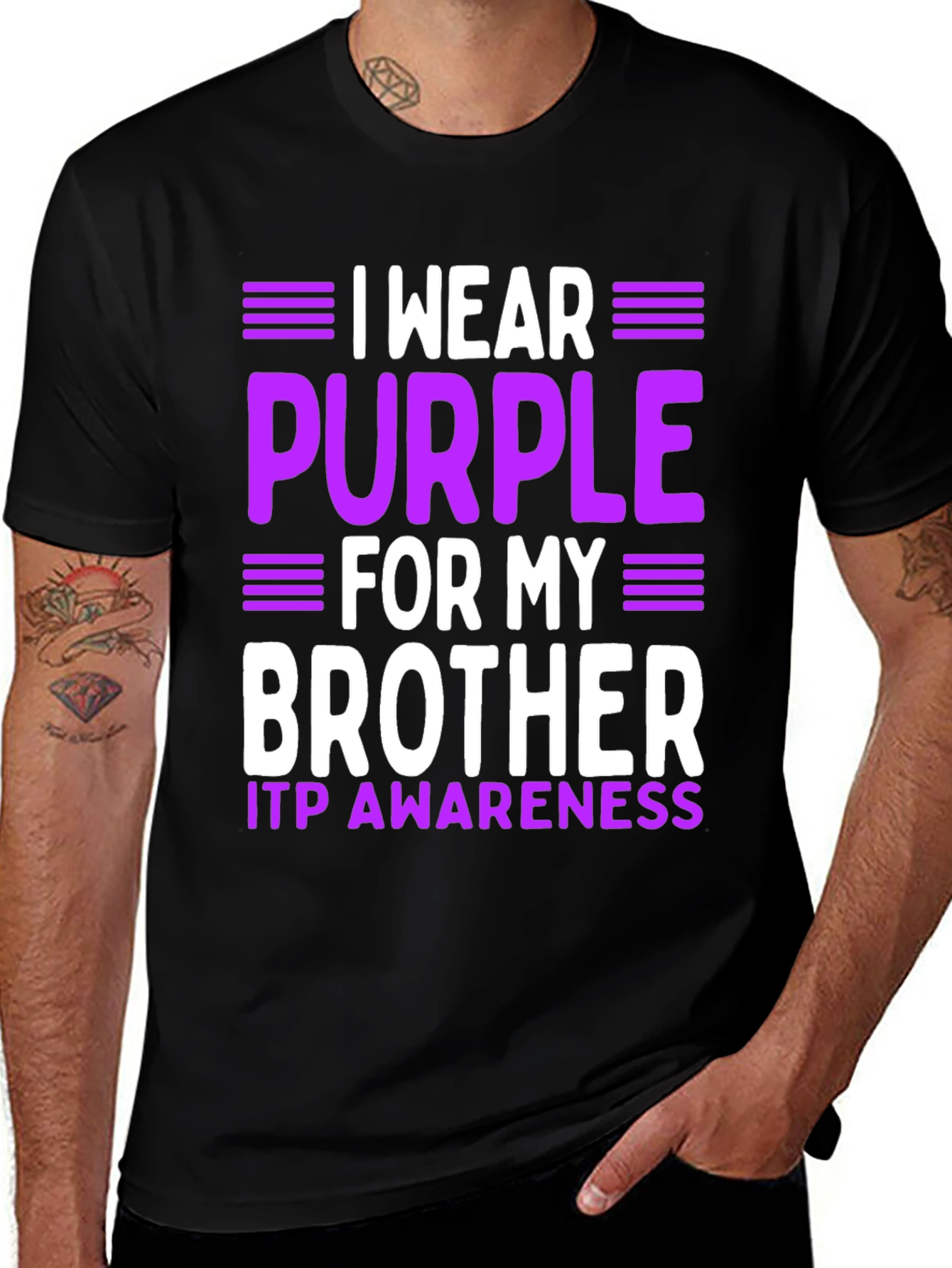 I Wear Purple For My Brother ITP Awareness T-Shirt