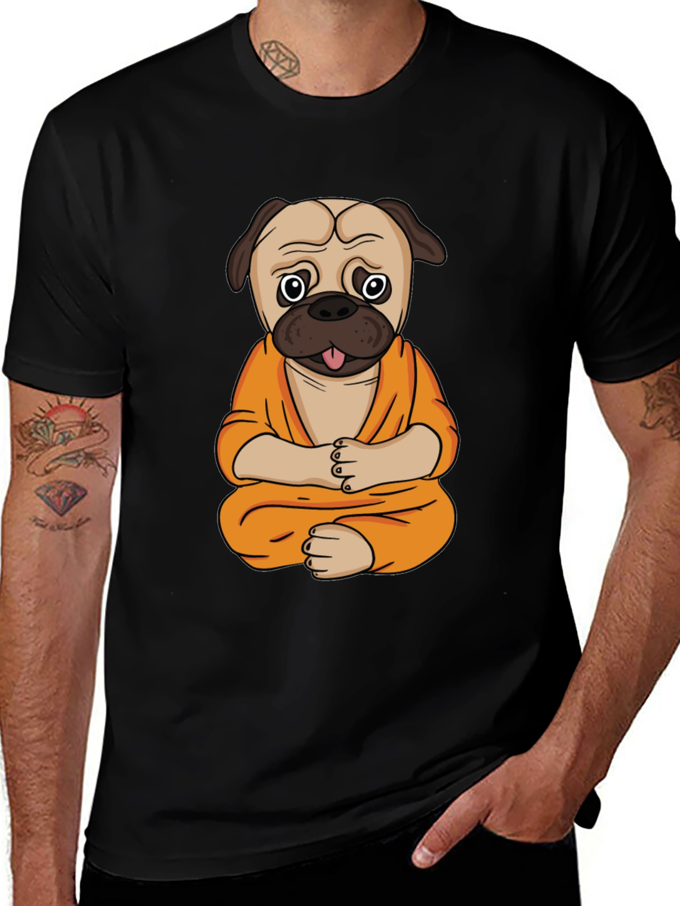 Variant 7 of Zen Pug T-Shirt - Meditating Dog Design