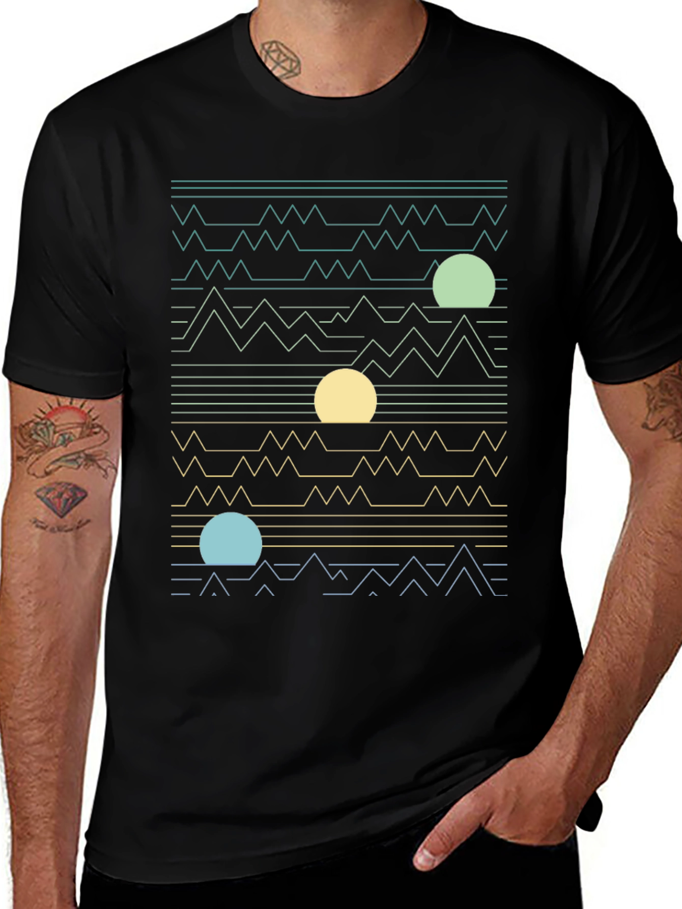 Variant 14 of Abstract Landscape Graphic Tee - Stylish Men's Casual Wear