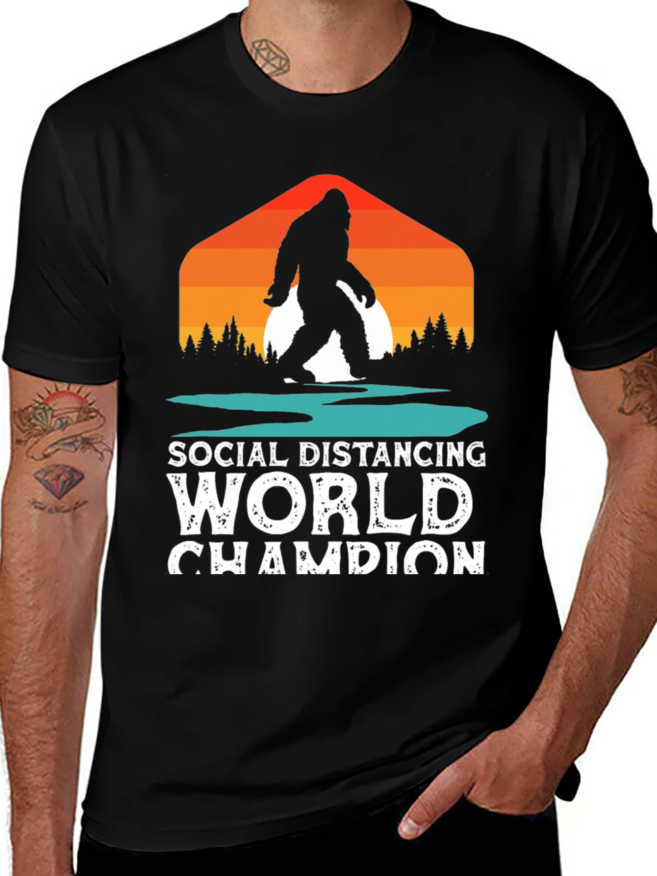 Variant 15 of Social Distancing World Champion Bigfoot T-Shirt