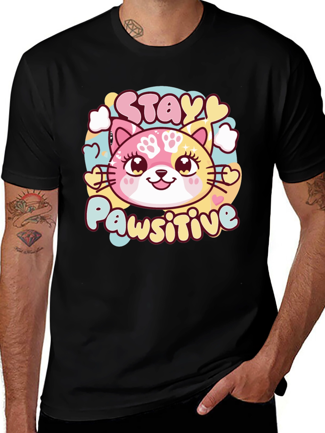Variant 19 of Stay Pawsitive Graphic T-Shirt