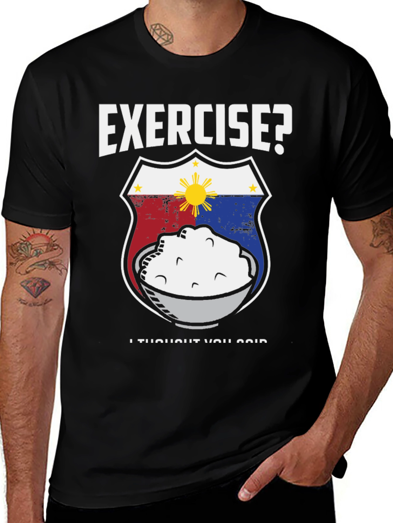 Variant 4 of Exercise? Rice! Black Graphic Tee