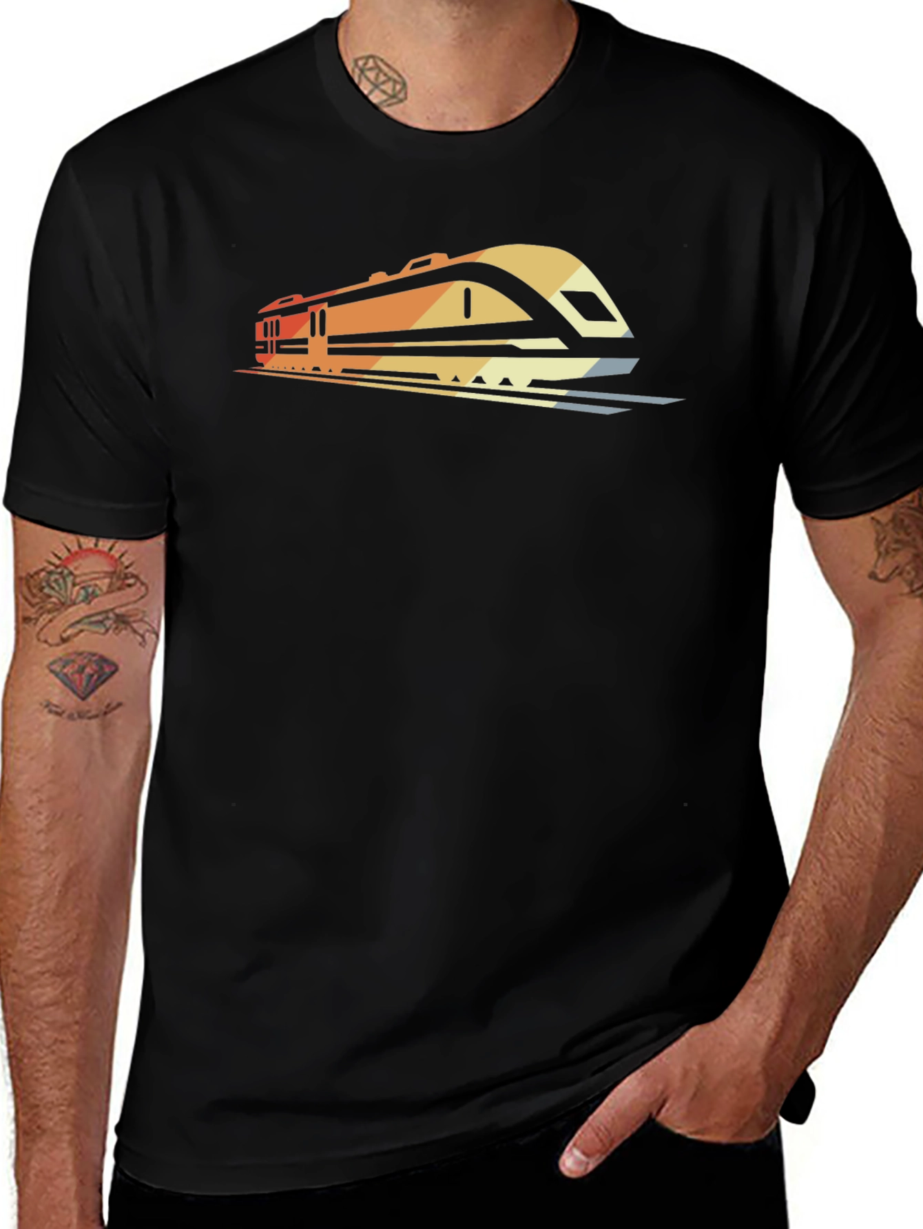 Variant 10 of Retro Train Graphic Tee - Vintage Style Railroad Shirt