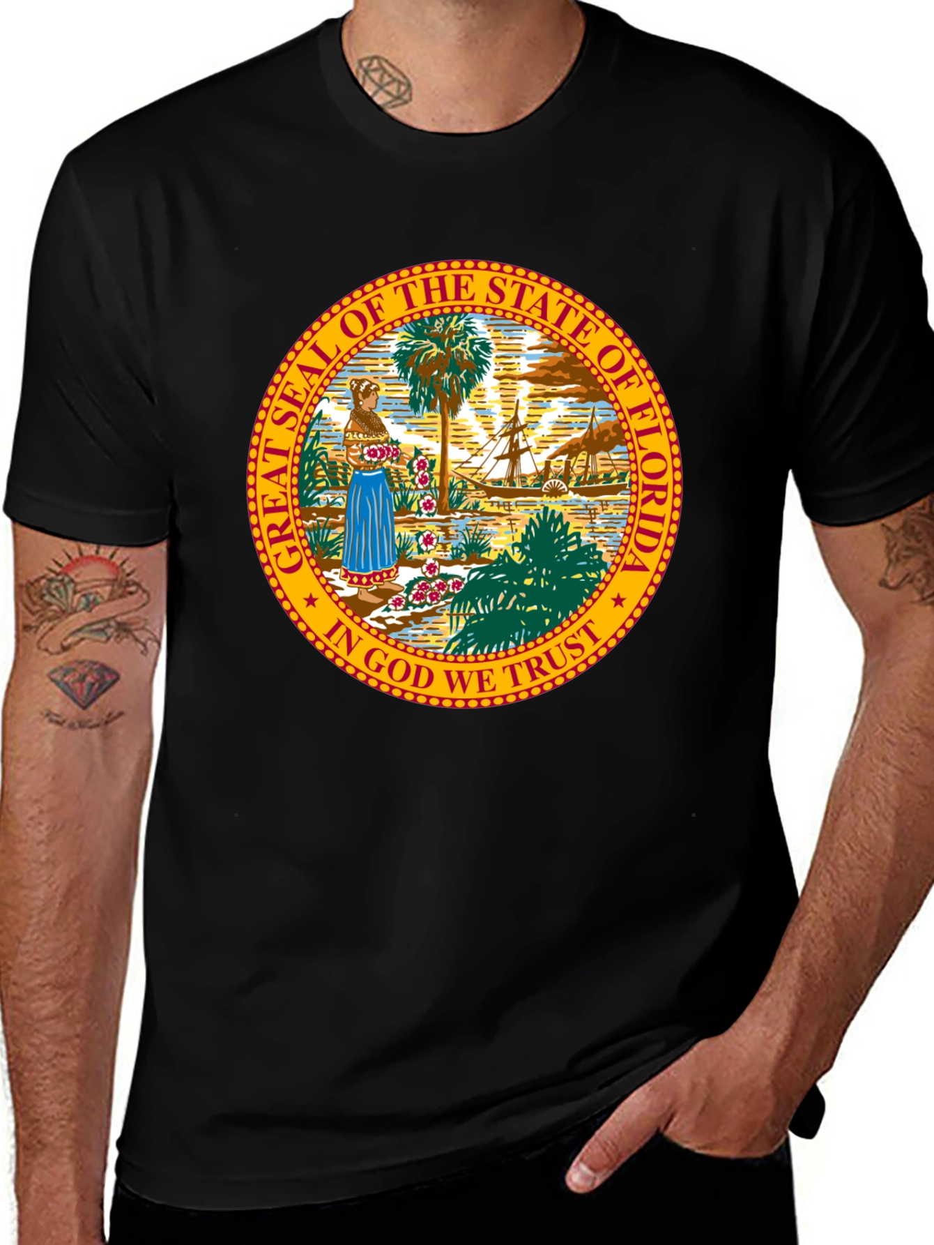 Florida State Seal T-Shirt - Unisex Black Tee