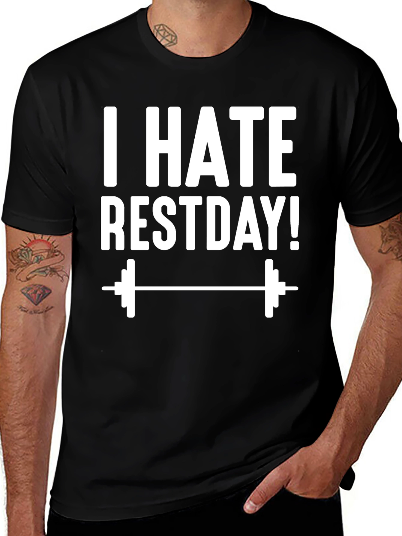 Variant 25 of I Hate Rest Day! Graphic T-Shirt - Workout Motivation