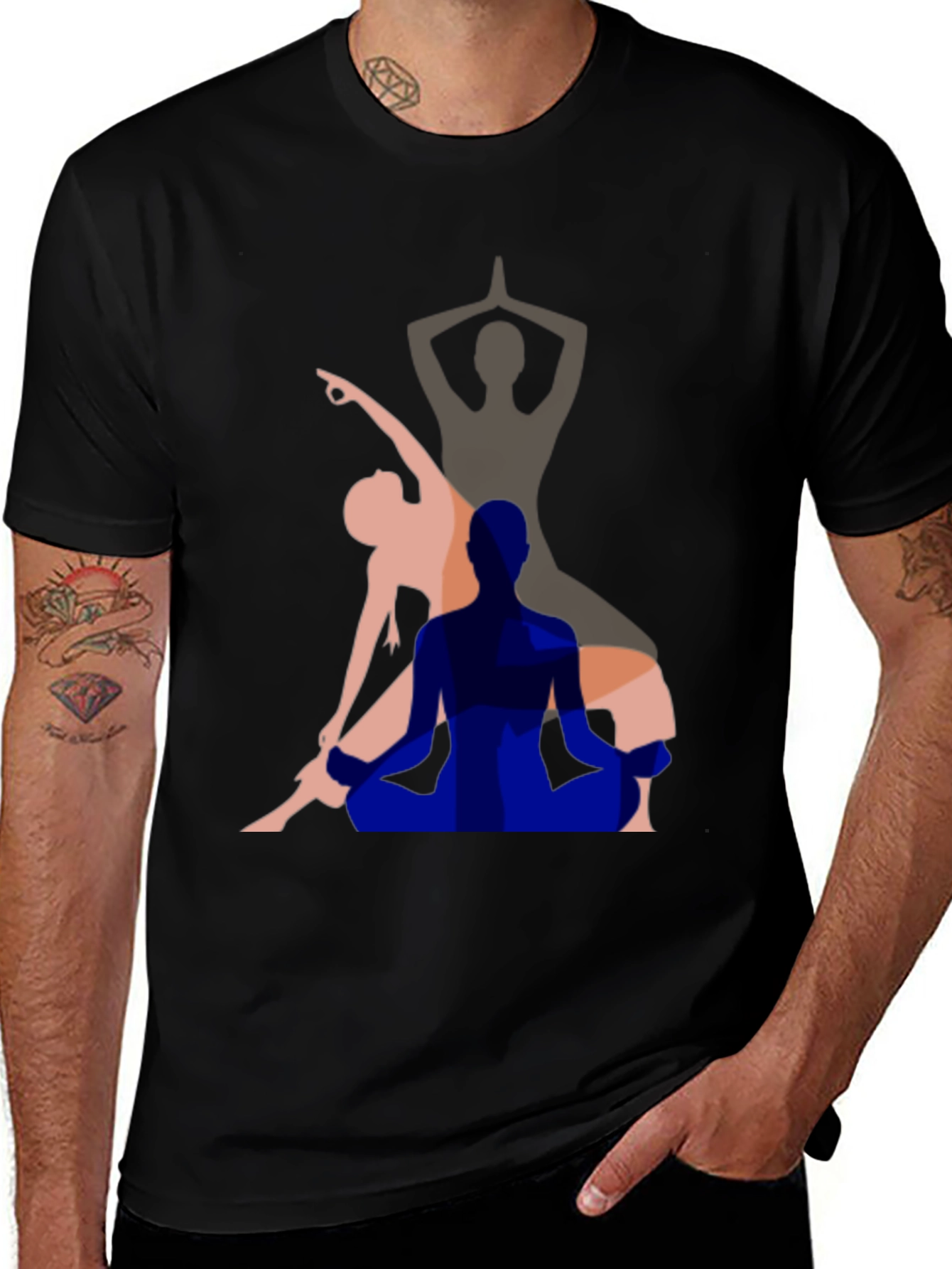 Variant 15 of Yoga Pose Graphic Tee - Men's Black T-Shirt