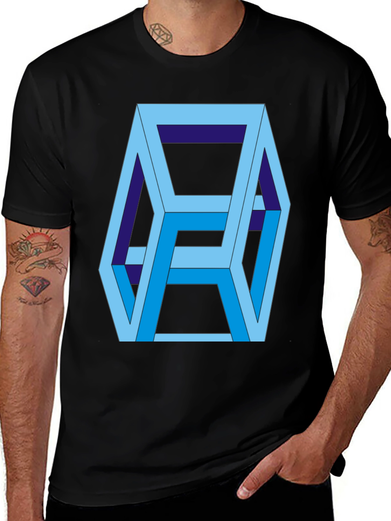 Variant 15 of Optical Illusion T-Shirt - Impossible Cube Design