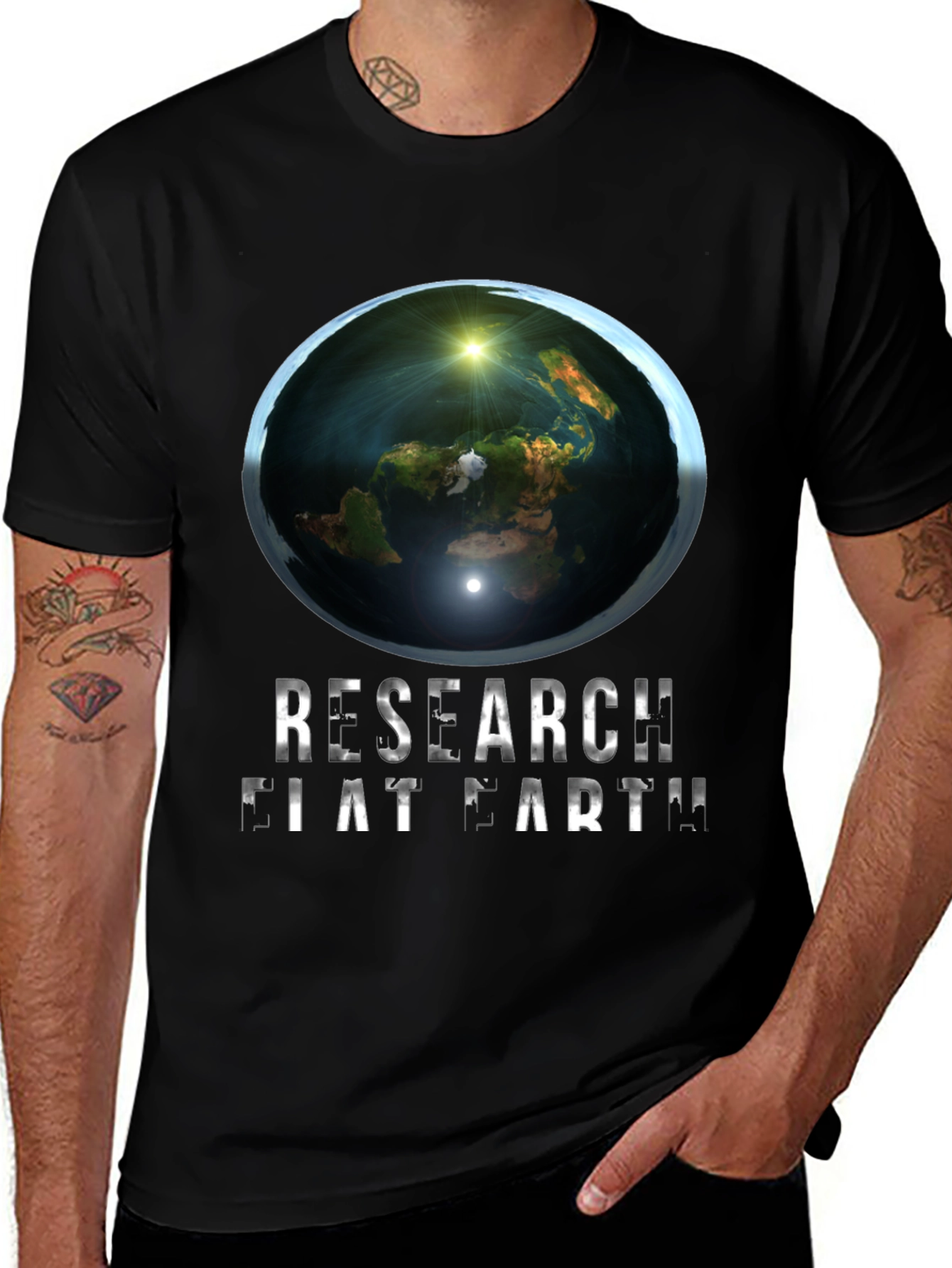 Variant 4 of Research Flat Earth Graphic Tee - Conspiracy Humor