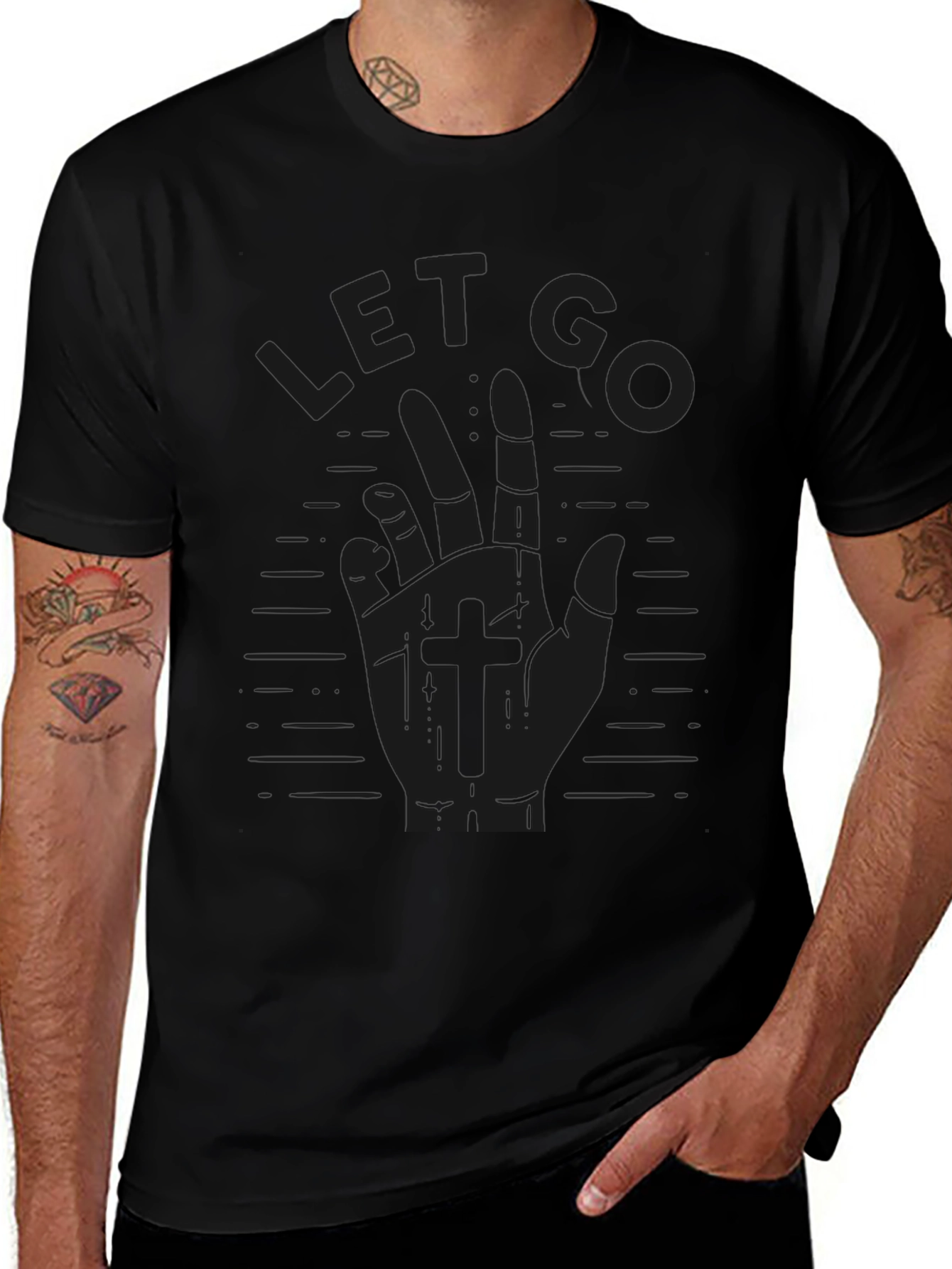 Let Go Hand Graphic Tee - Black Casual T-Shirt