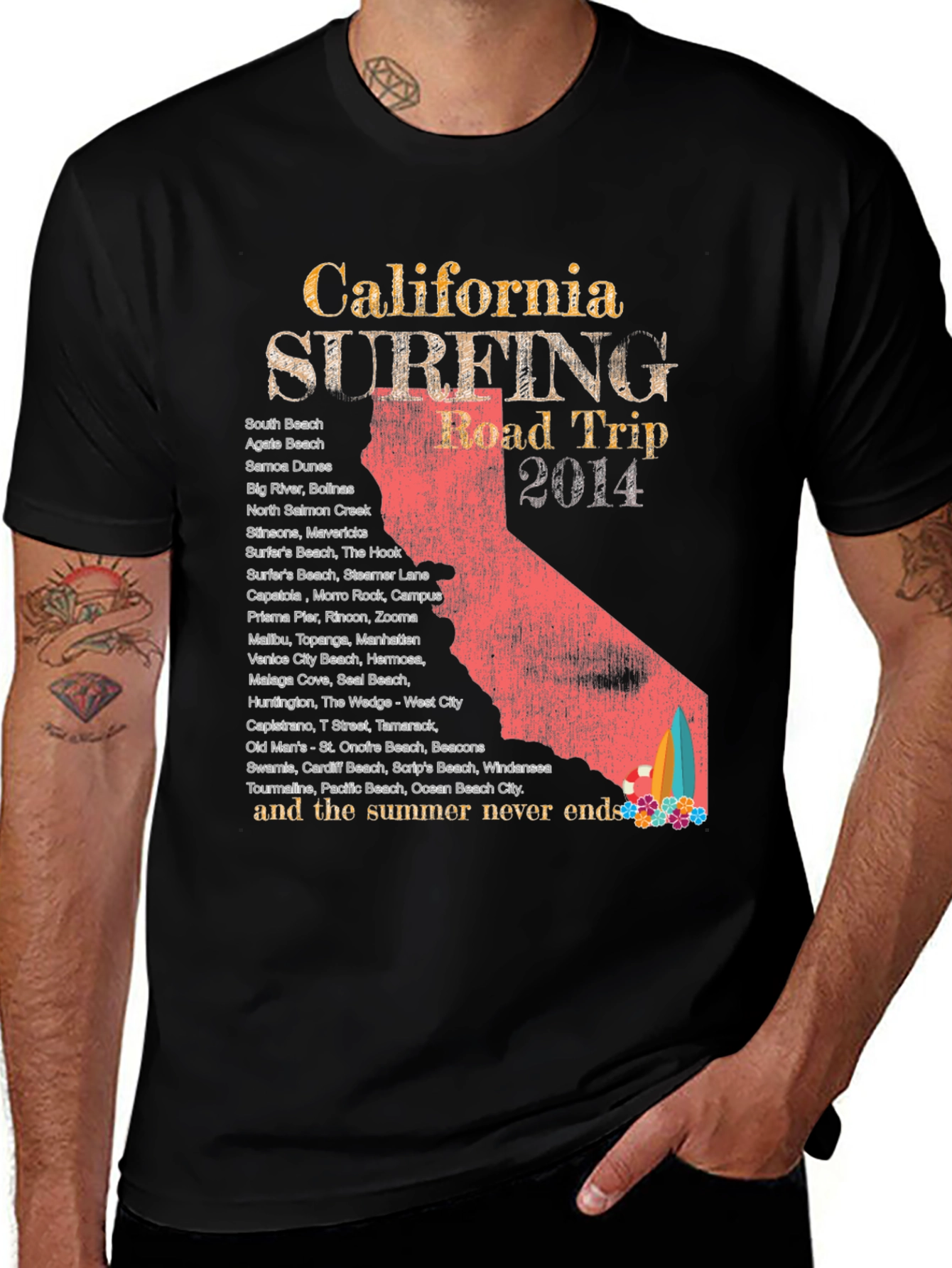 Variant 5 of California Surfing Road Trip 2014 T-Shirt