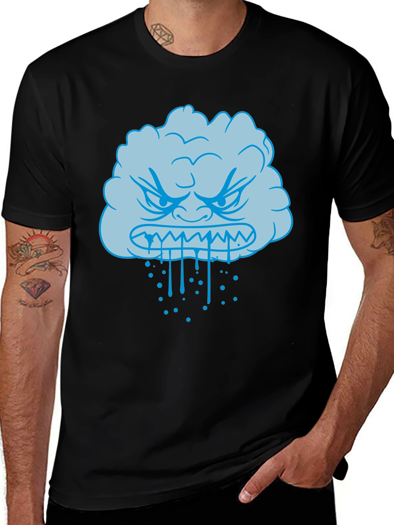Variant 11 of Angry Cloud Graphic Print Men's Black T-Shirt